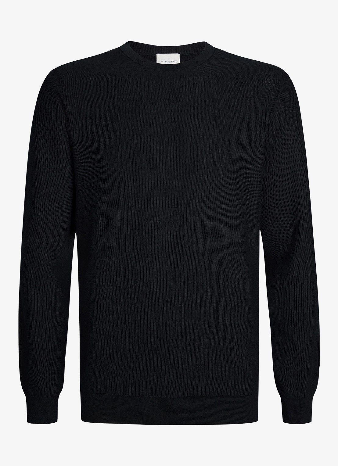 Profuomo Fijngebreide trui met ronde hals - voorkant 2 blauw