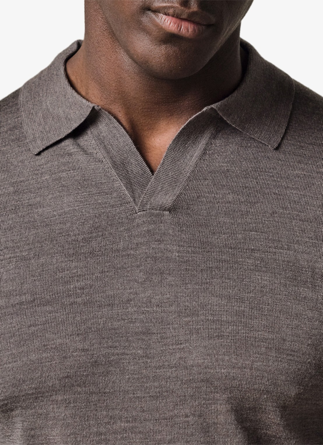 Profuomo Fijngebreide trui van merino wol - detail 6 taupe