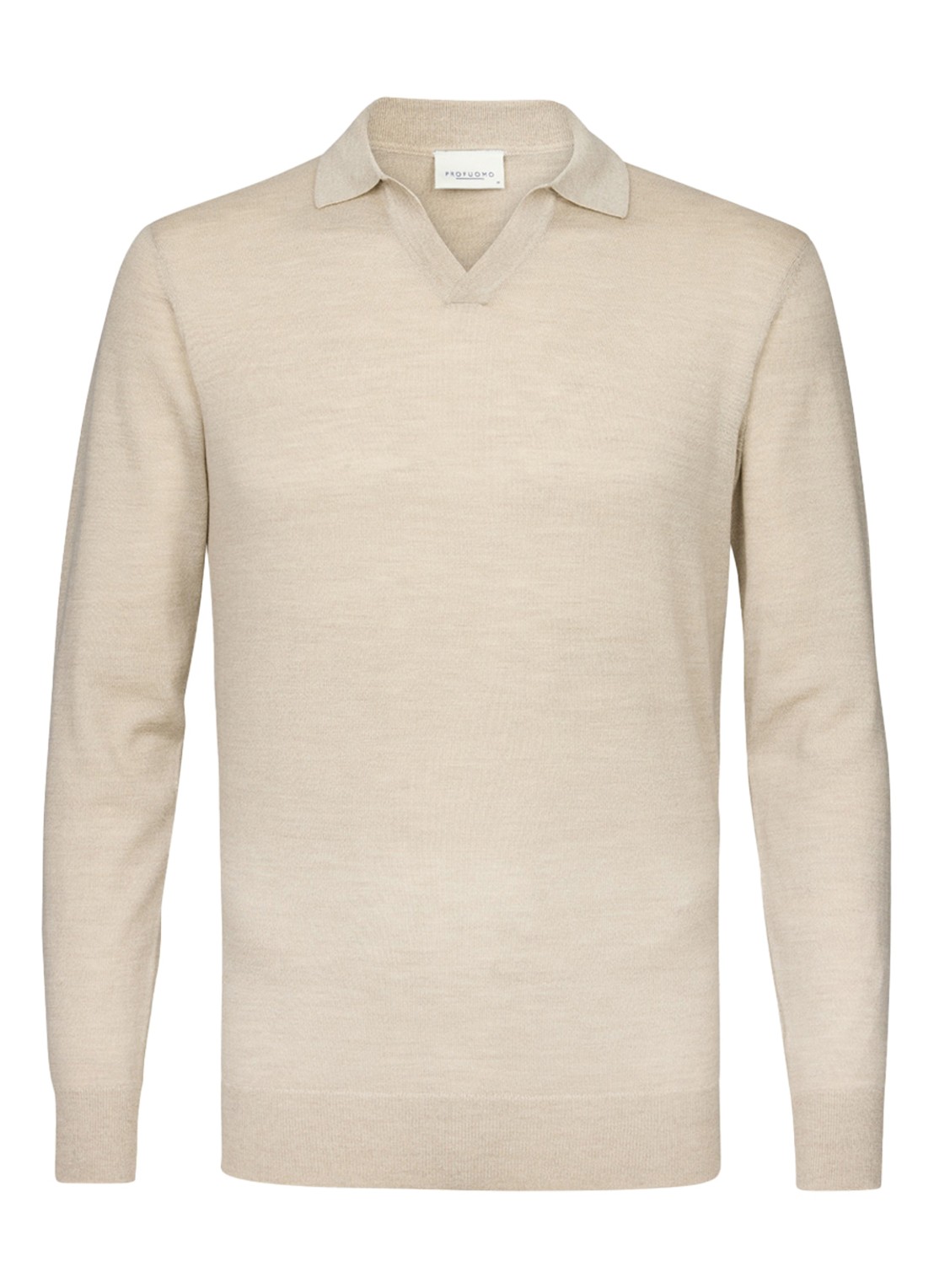 Profuomo Fijngebreide trui van merino wol - voorkant beige