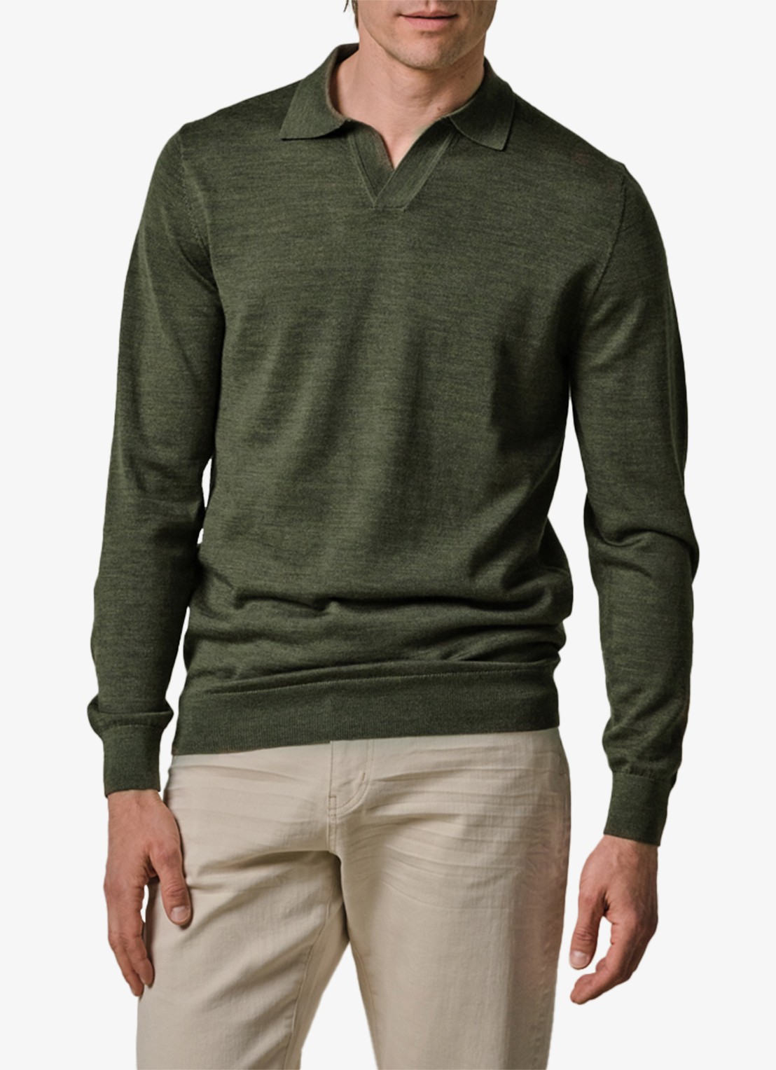 Profuomo Fijngebreide trui van merino wol - detail 3 groen