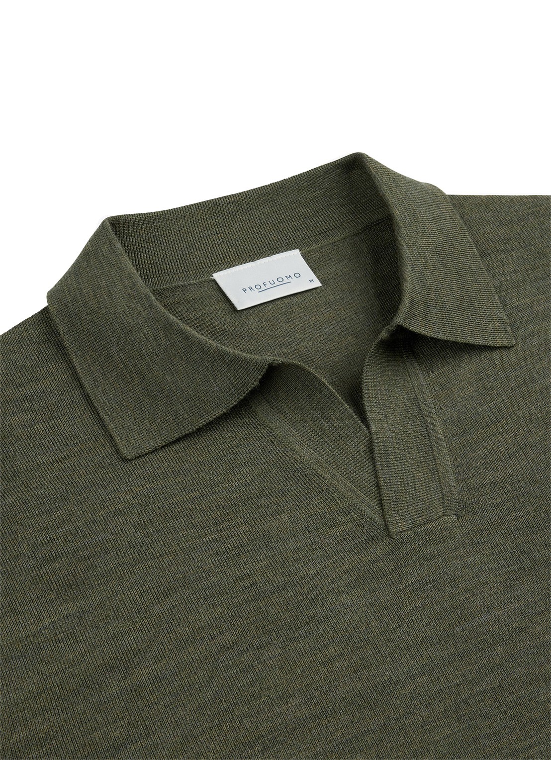 Profuomo Fijngebreide trui van merino wol - detail 4 groen