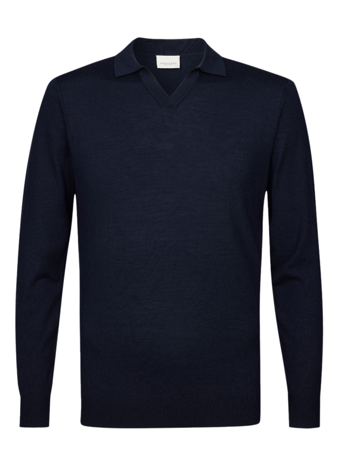 Profuomo Fijngebreide trui van merino wol - voorkant 4 donkerblauw