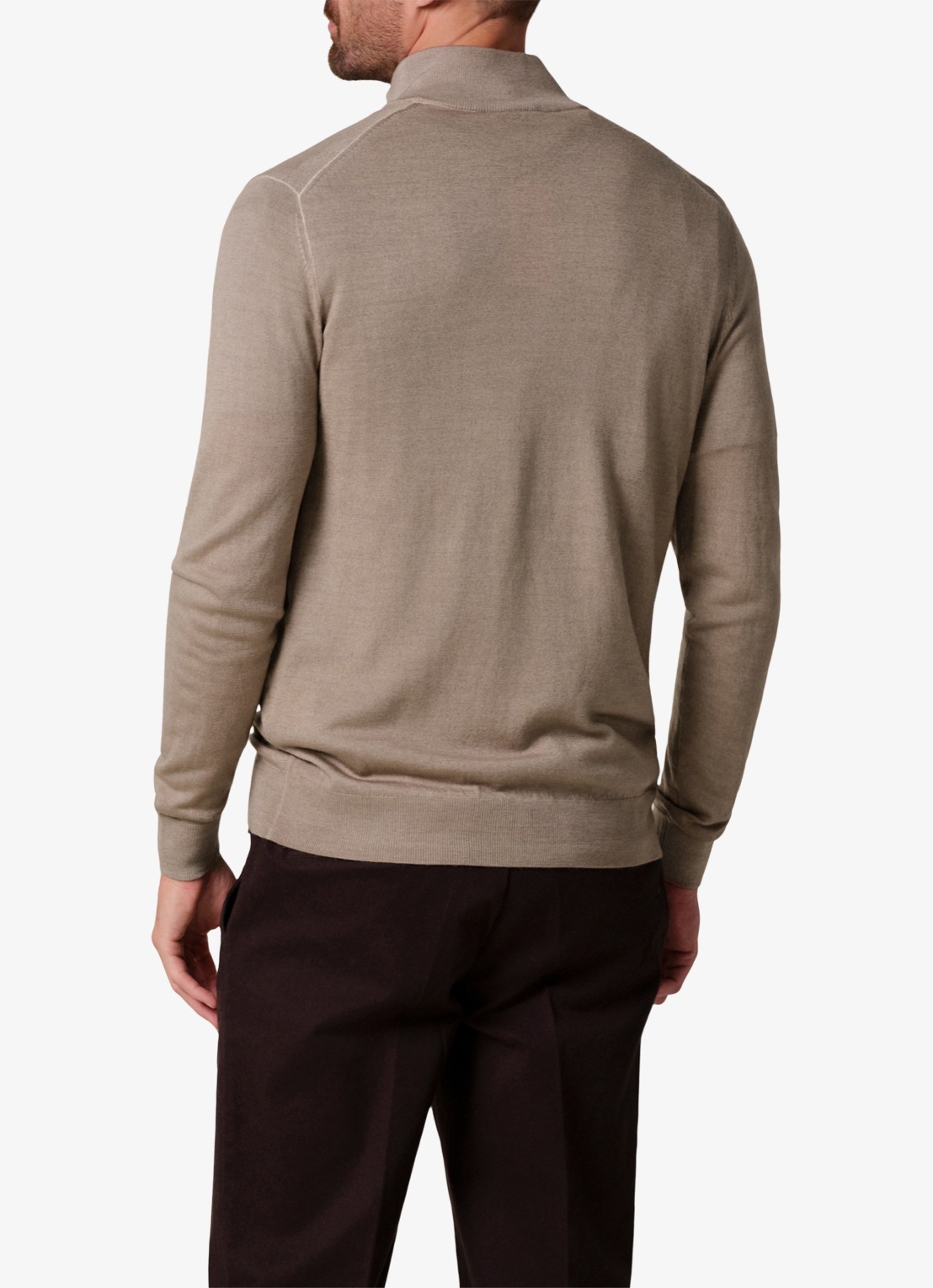 Profuomo Fijngebreide trui van merino wol - achterkant beige