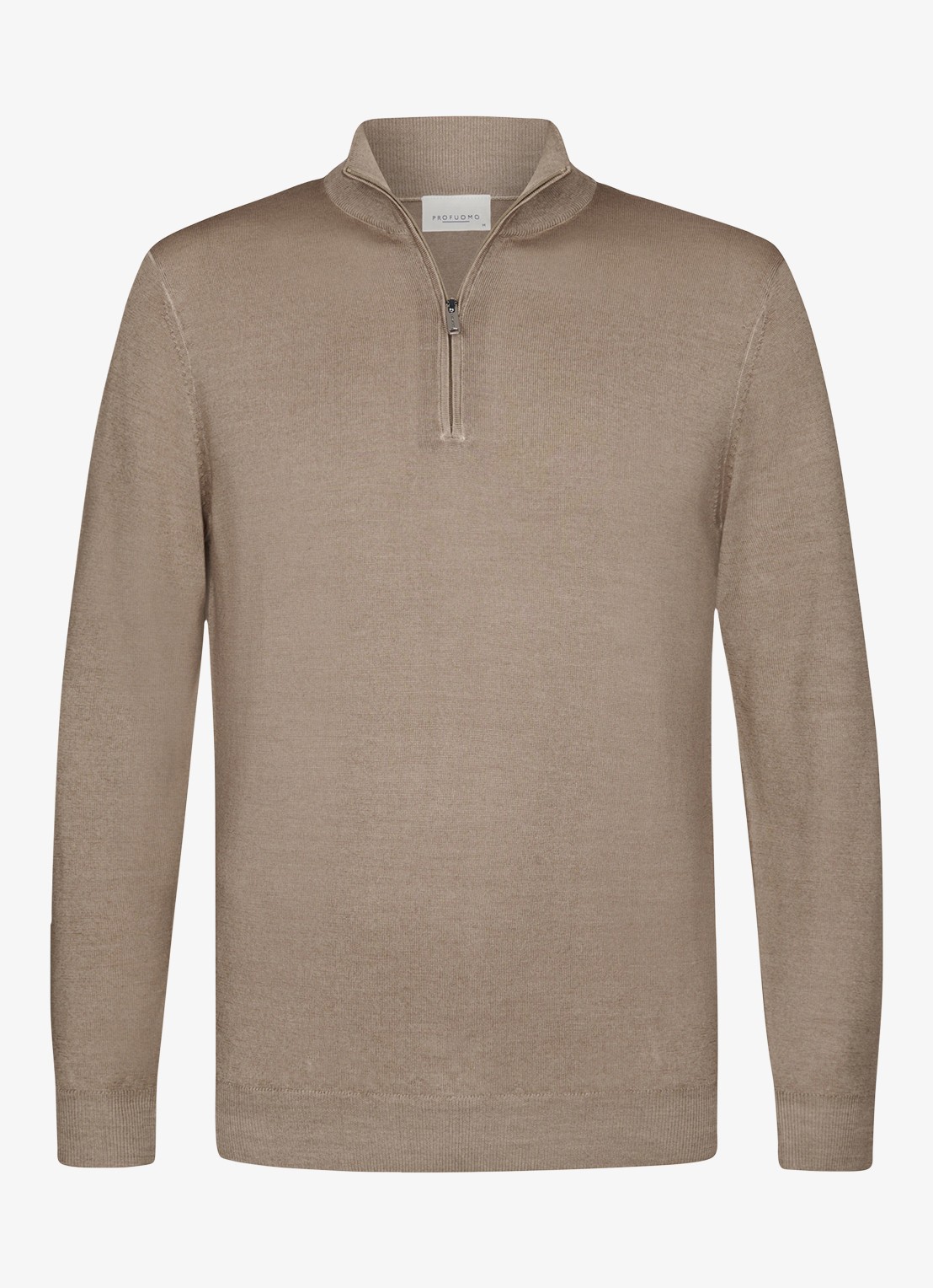 Profuomo Fijngebreide trui van merino wol - voorkant 5 beige