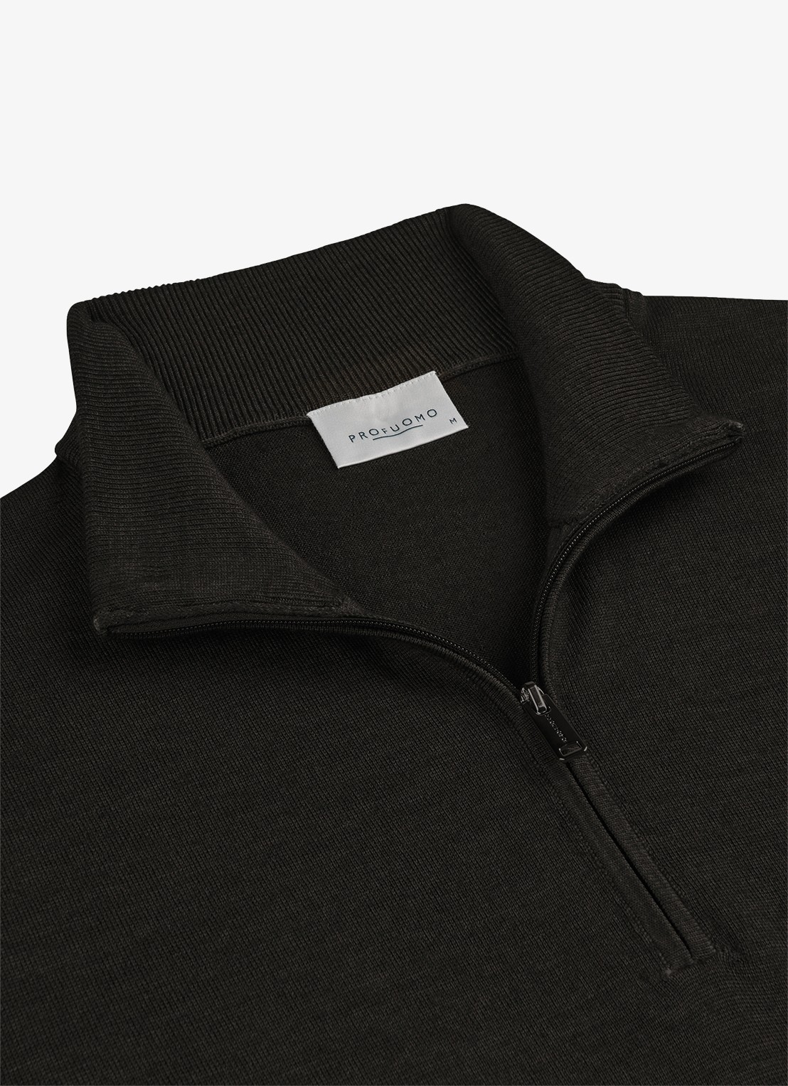 Profuomo Fijngebreide trui van merino wol - detail 4 donkerbruin