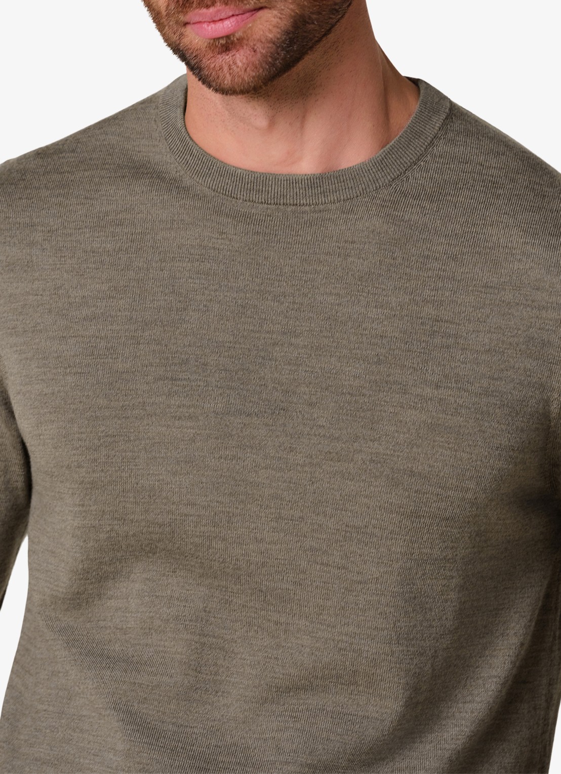 Profuomo Fijngebreide trui van merino wol - detail 3 taupe