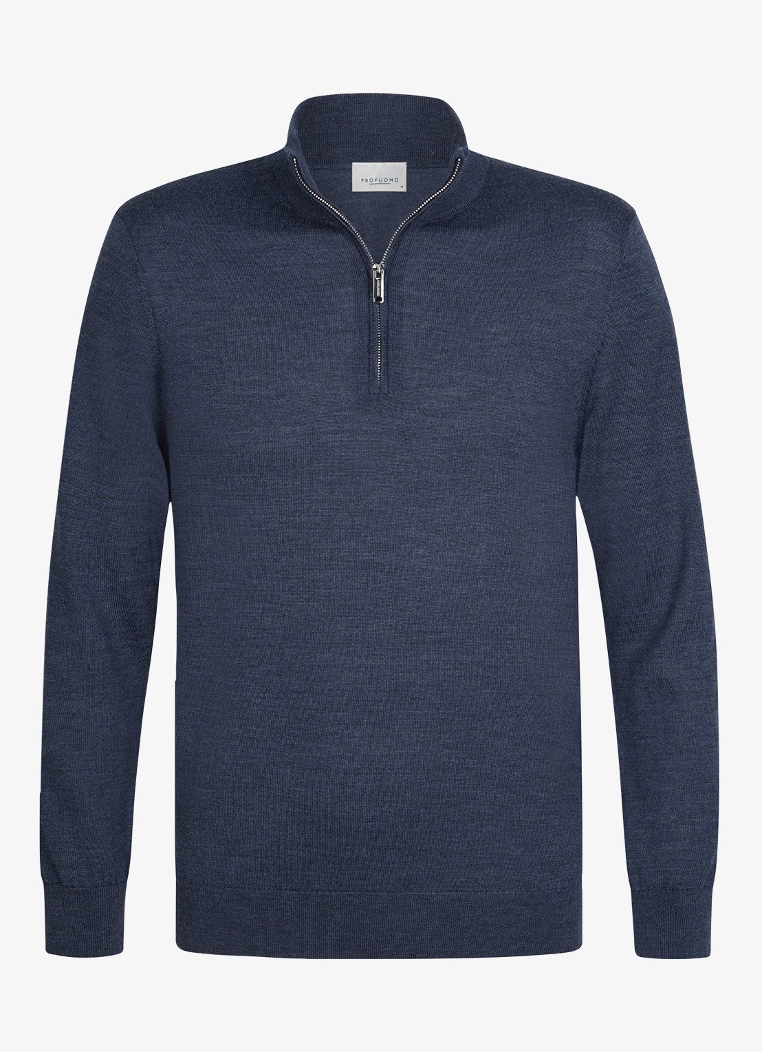 Profuomo Fijngebreide trui van wol met halve rits - voorkant 4 beige