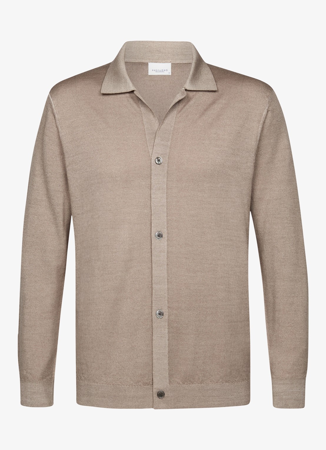 Profuomo Fijngebreide trui van wol - voorkant beige