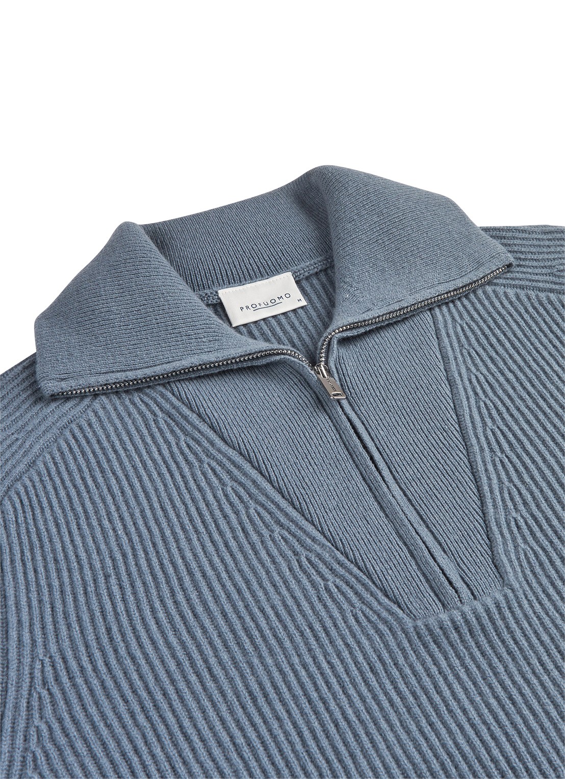 Profuomo Grofgebreide schippertrui van wol - detail 2 blauw