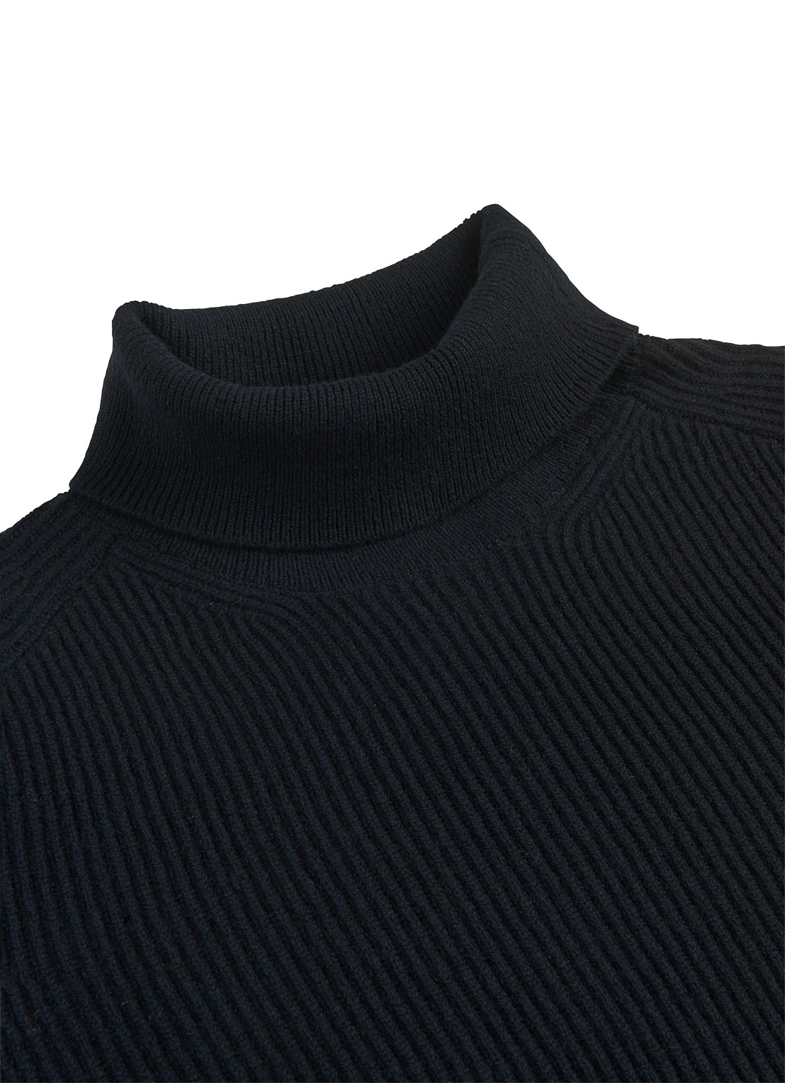 Profuomo Grofgebreide trui van wol - detail 2 donkerblauw