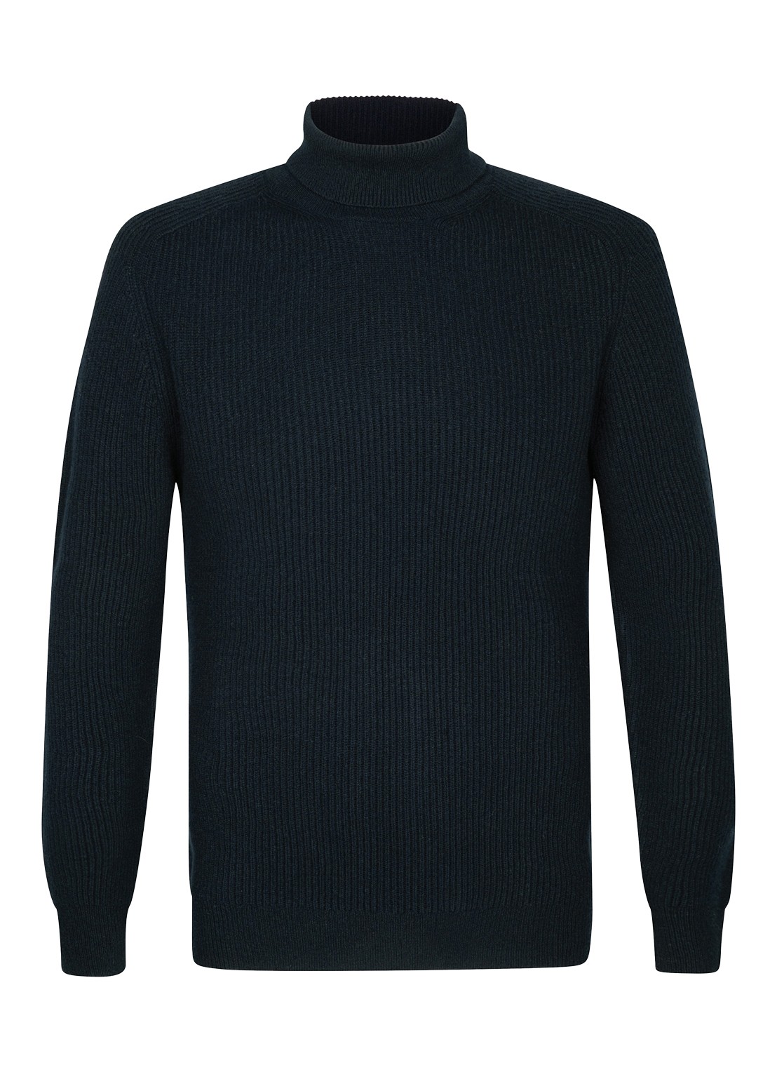 Profuomo Grofgebreide trui van wol - voorkant 4 donkerblauw