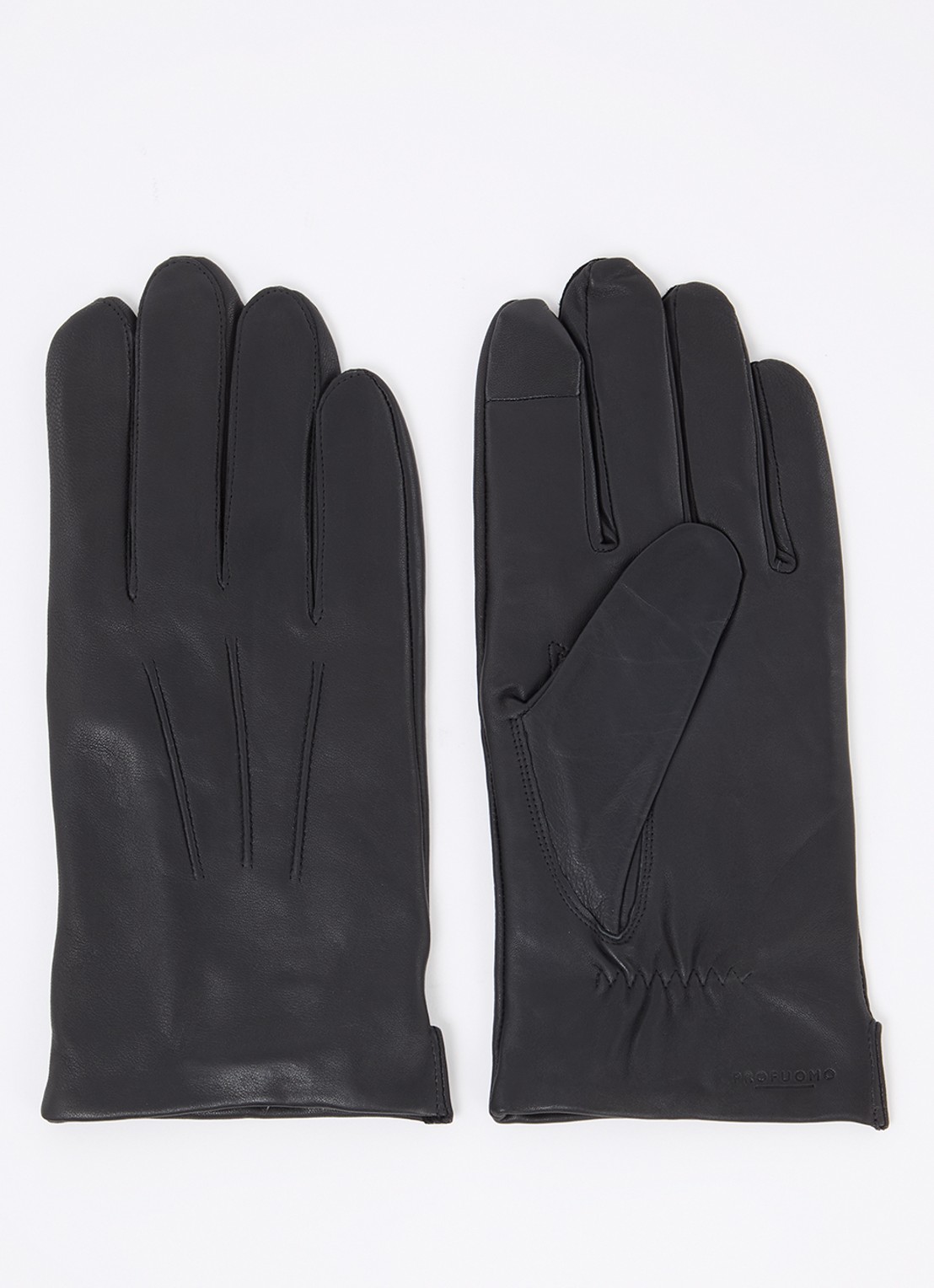 Profuomo Handschoenen van leer - voorkant zwart