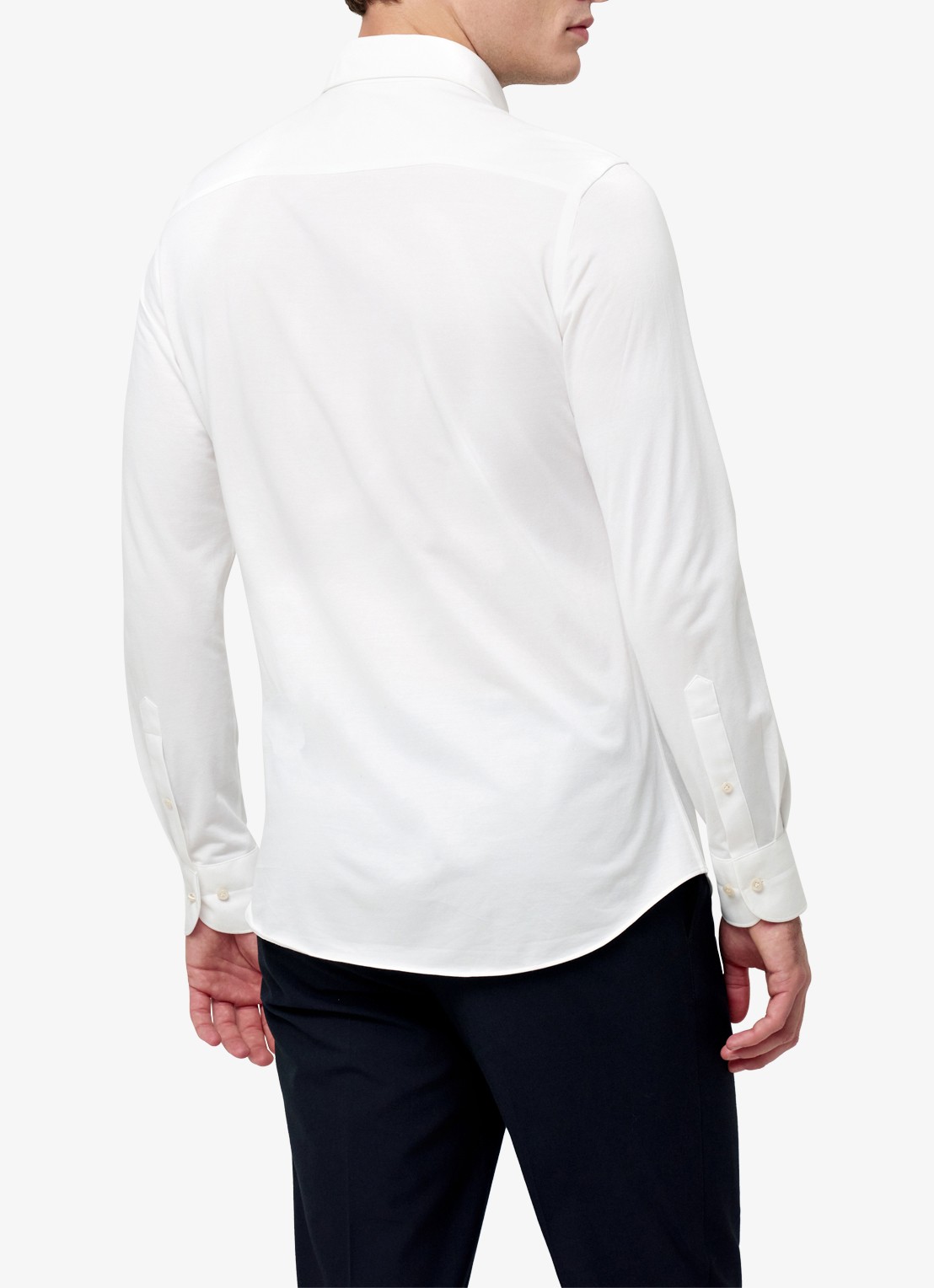 Profuomo Japanese knitted slim fit overhemd met cut away kraag - achterkant 4 wit