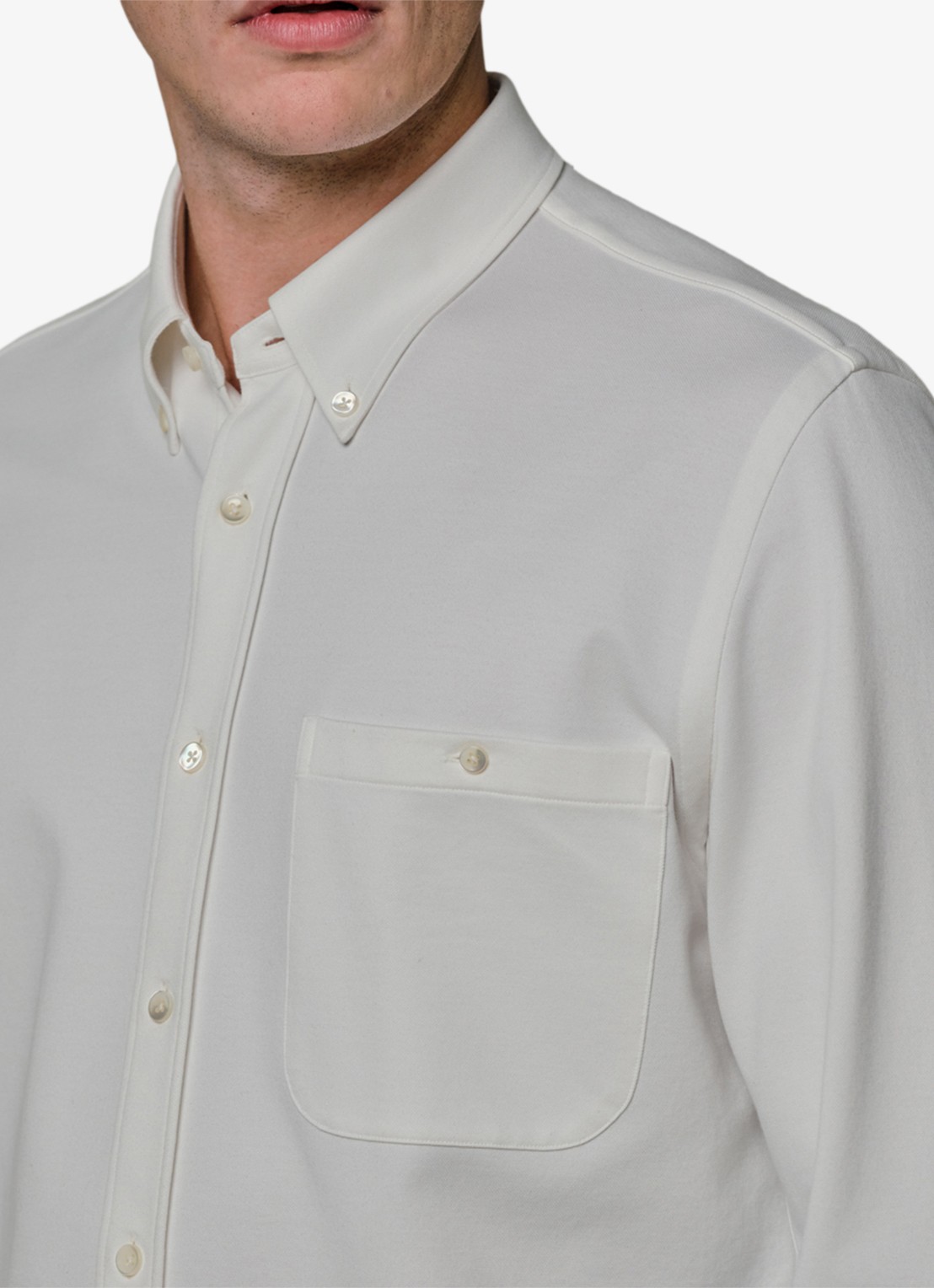 Profuomo Japanese knitted slim fit overhemd - detail 5 wit