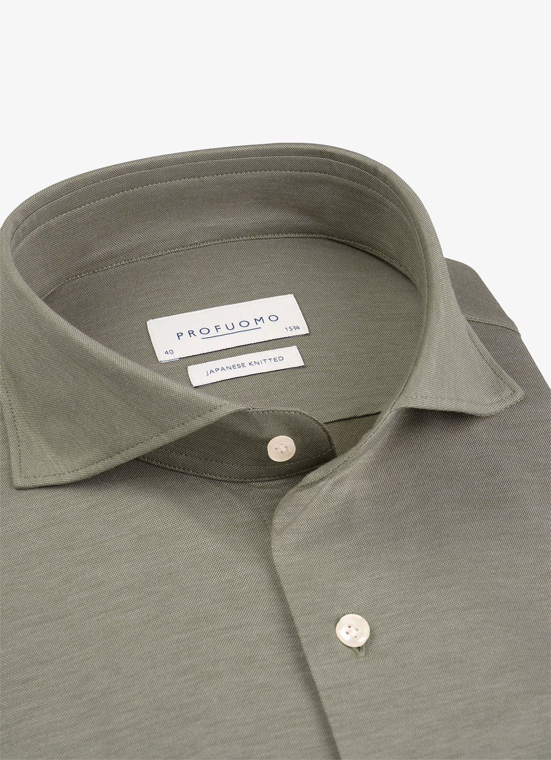 Profuomo Japanese knitted slim fit overhemd - detail 5 bruin
