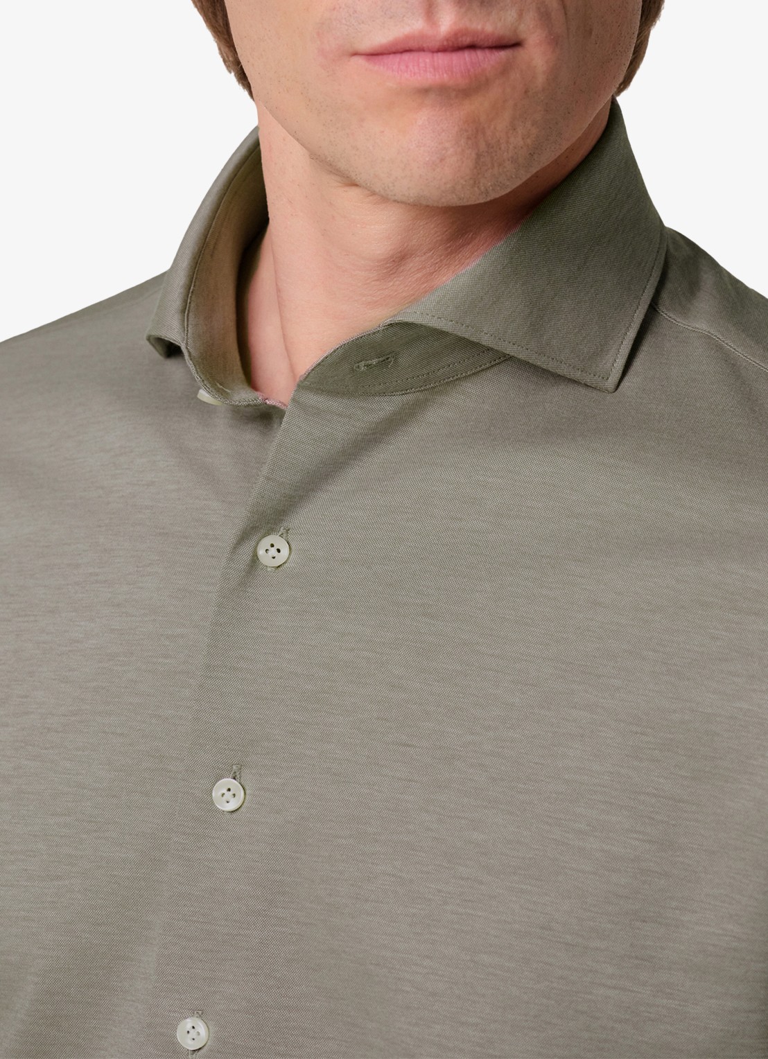 Profuomo Japanese knitted slim fit overhemd - detail 6 bruin