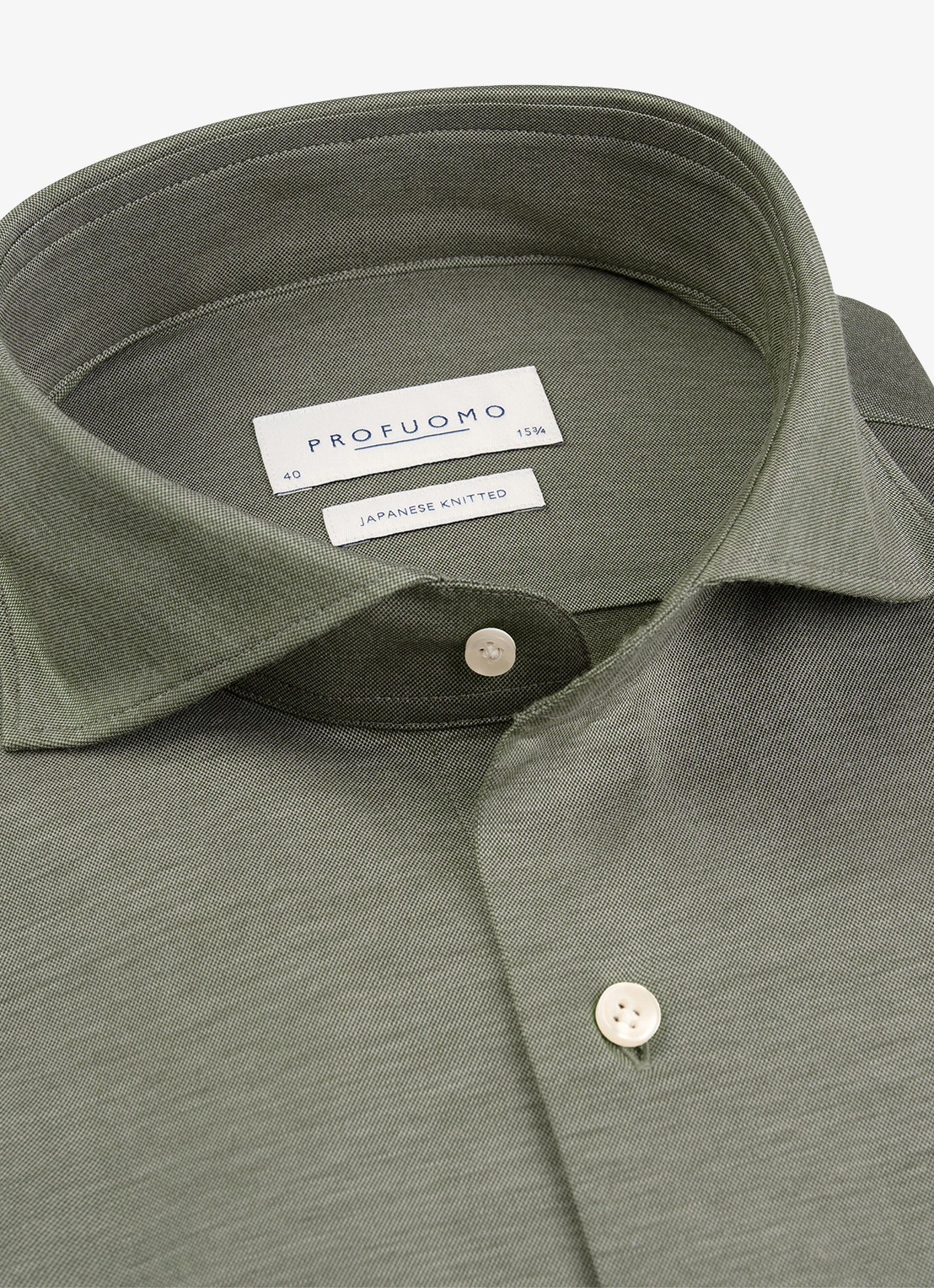 Profuomo Japanese knitted slim fit overhemd - detail 5 groen