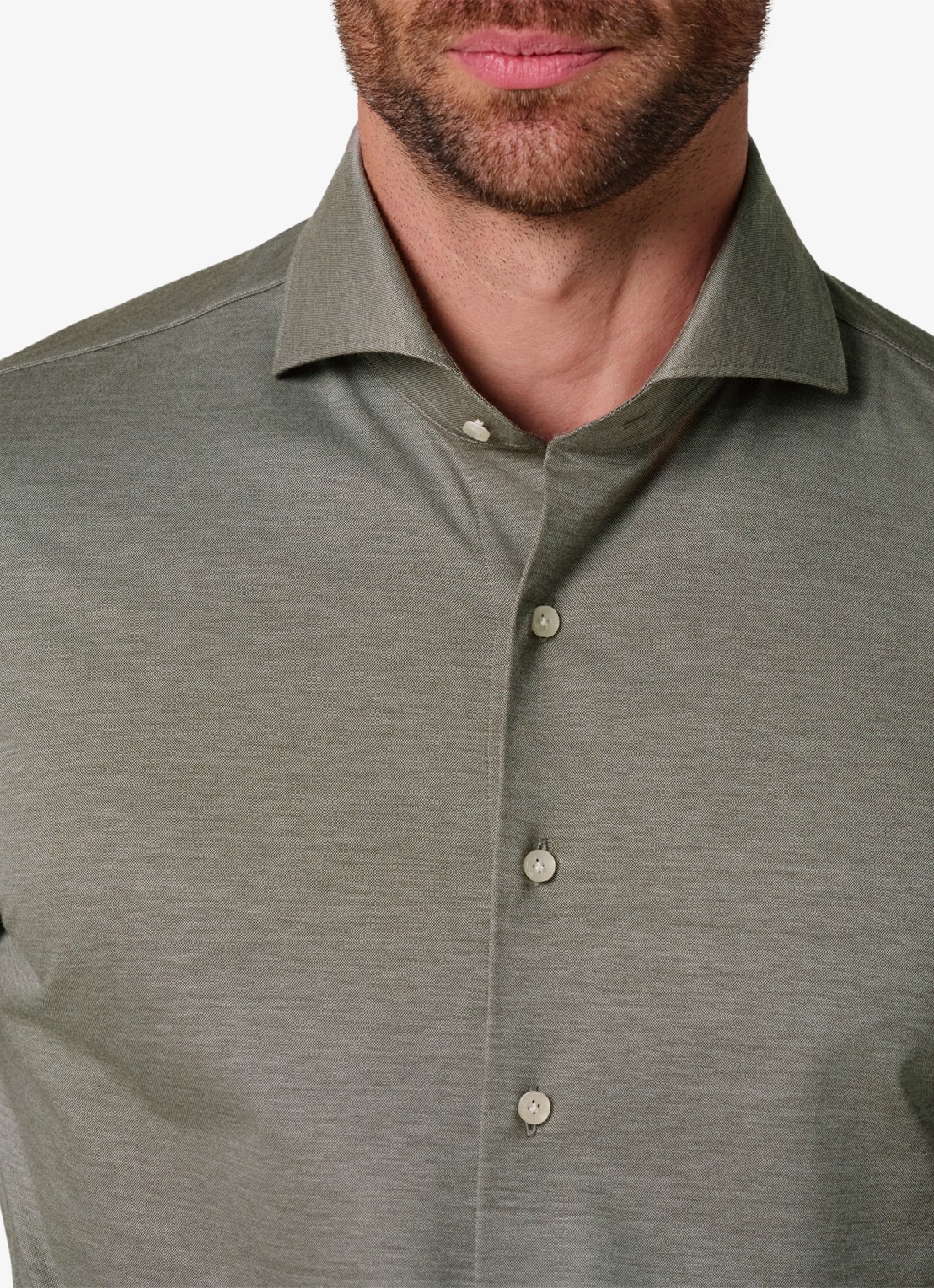 Profuomo Japanese knitted slim fit overhemd - detail 6 groen