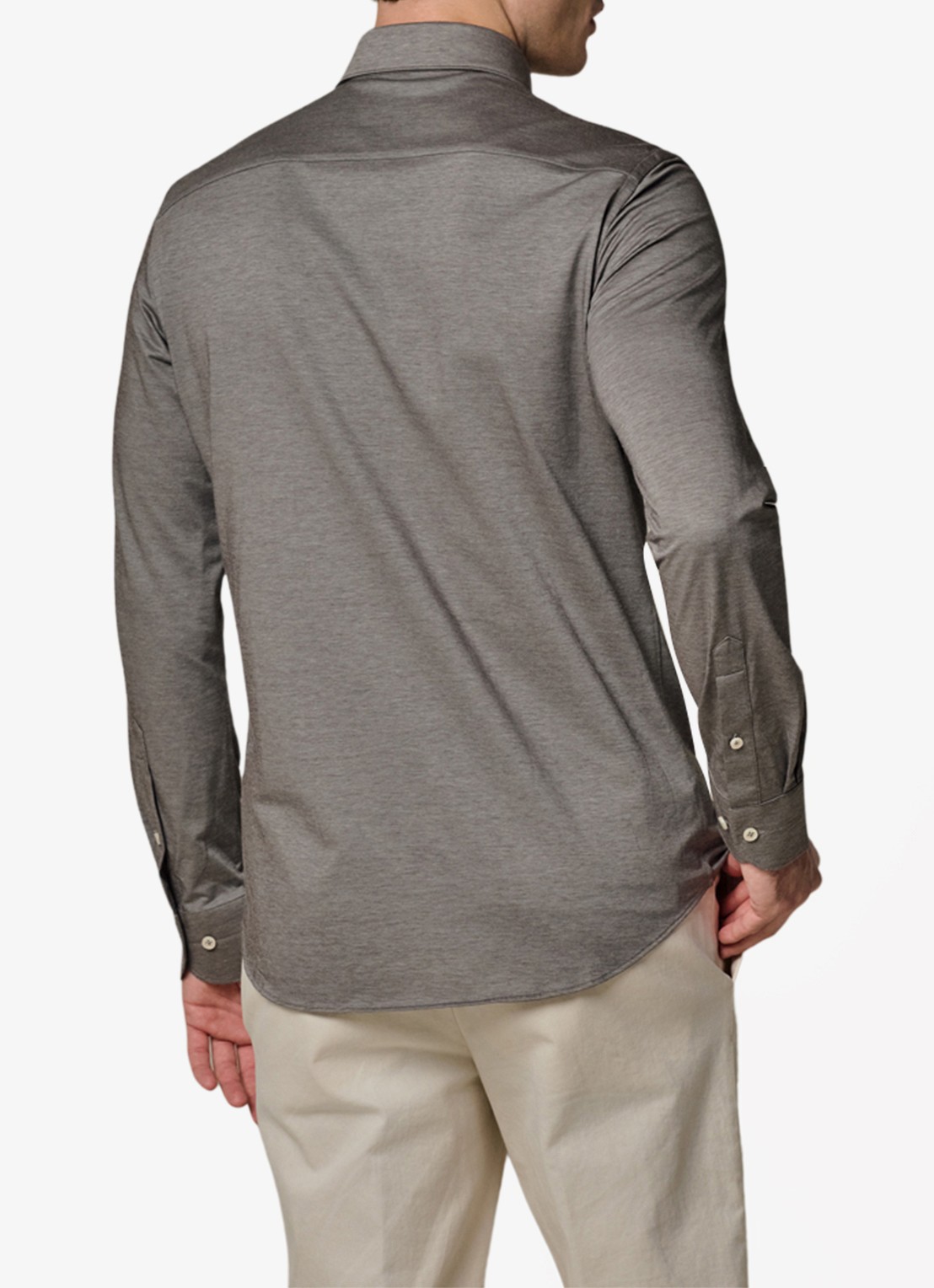 Profuomo Japanese knitted slim fit shirt - achterkant 3 middenbruin