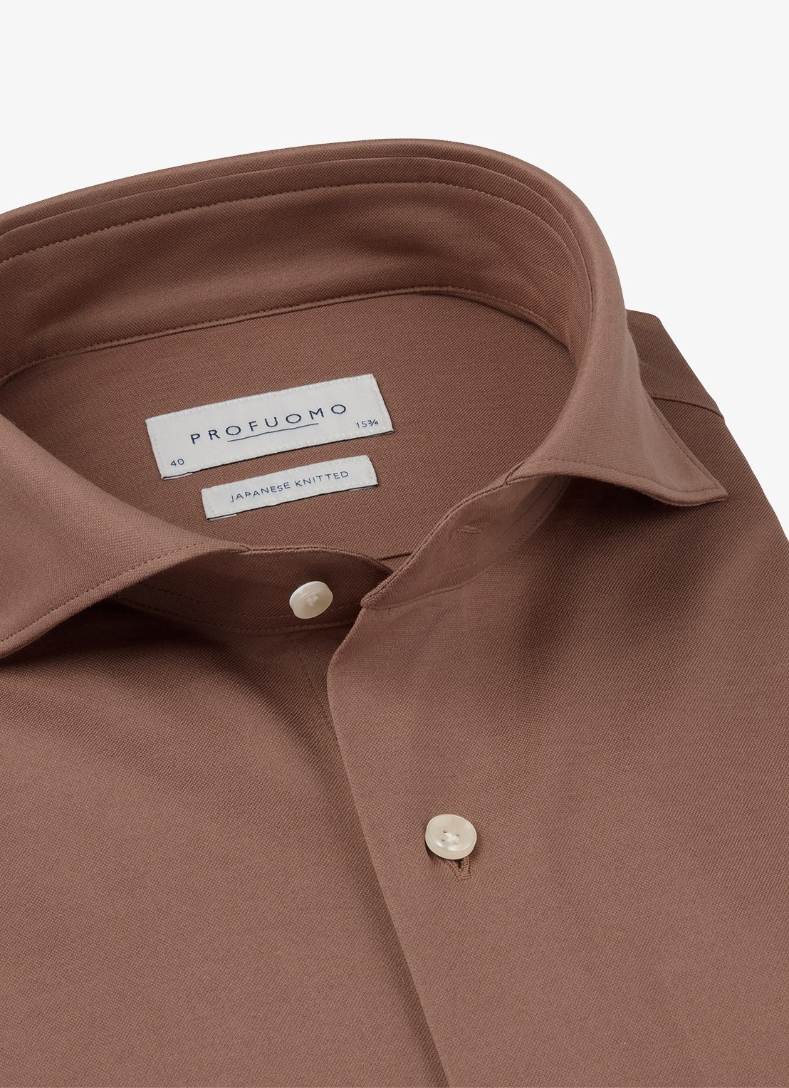 Profuomo Japanese knitted slim fit shirt - detail 2 clay