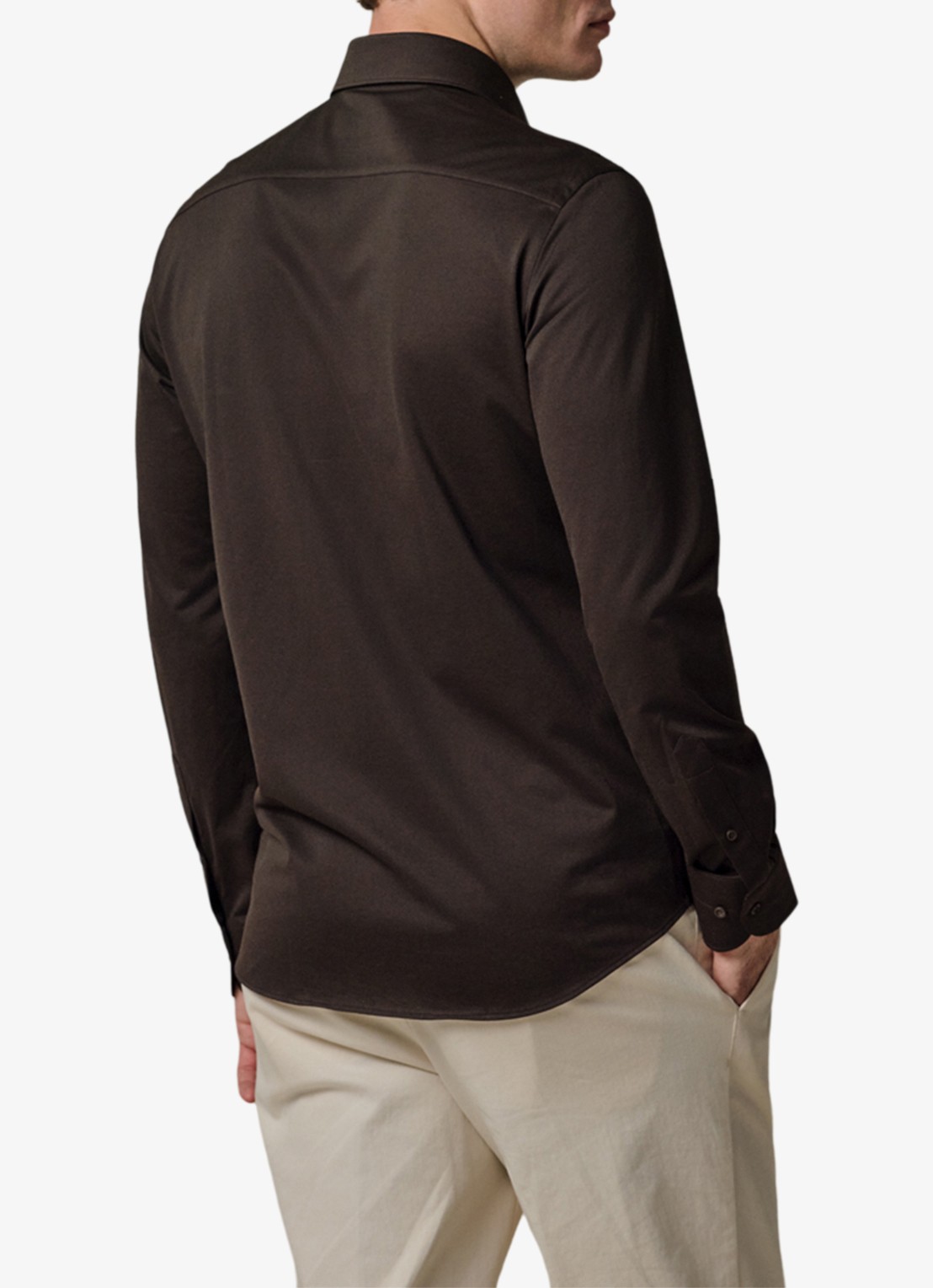 Profuomo Japanese knitted slim fit shirt - achterkant 3 bruin