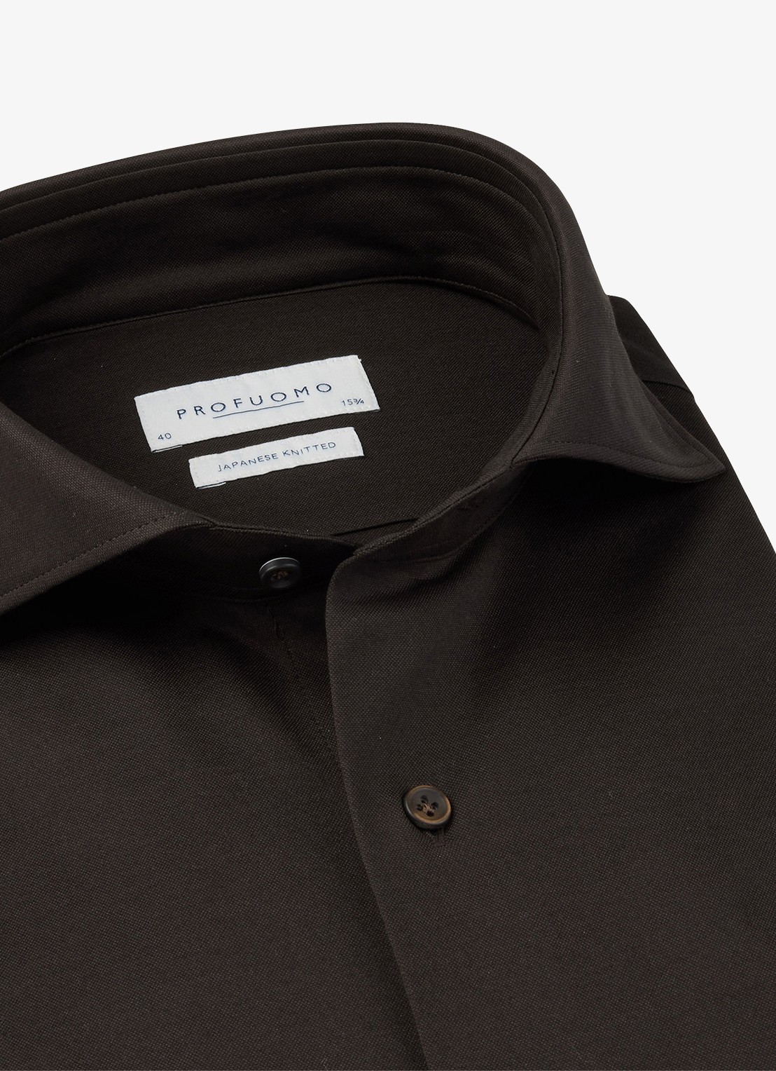 Profuomo Japanese knitted slim fit shirt - detail 5 bruin