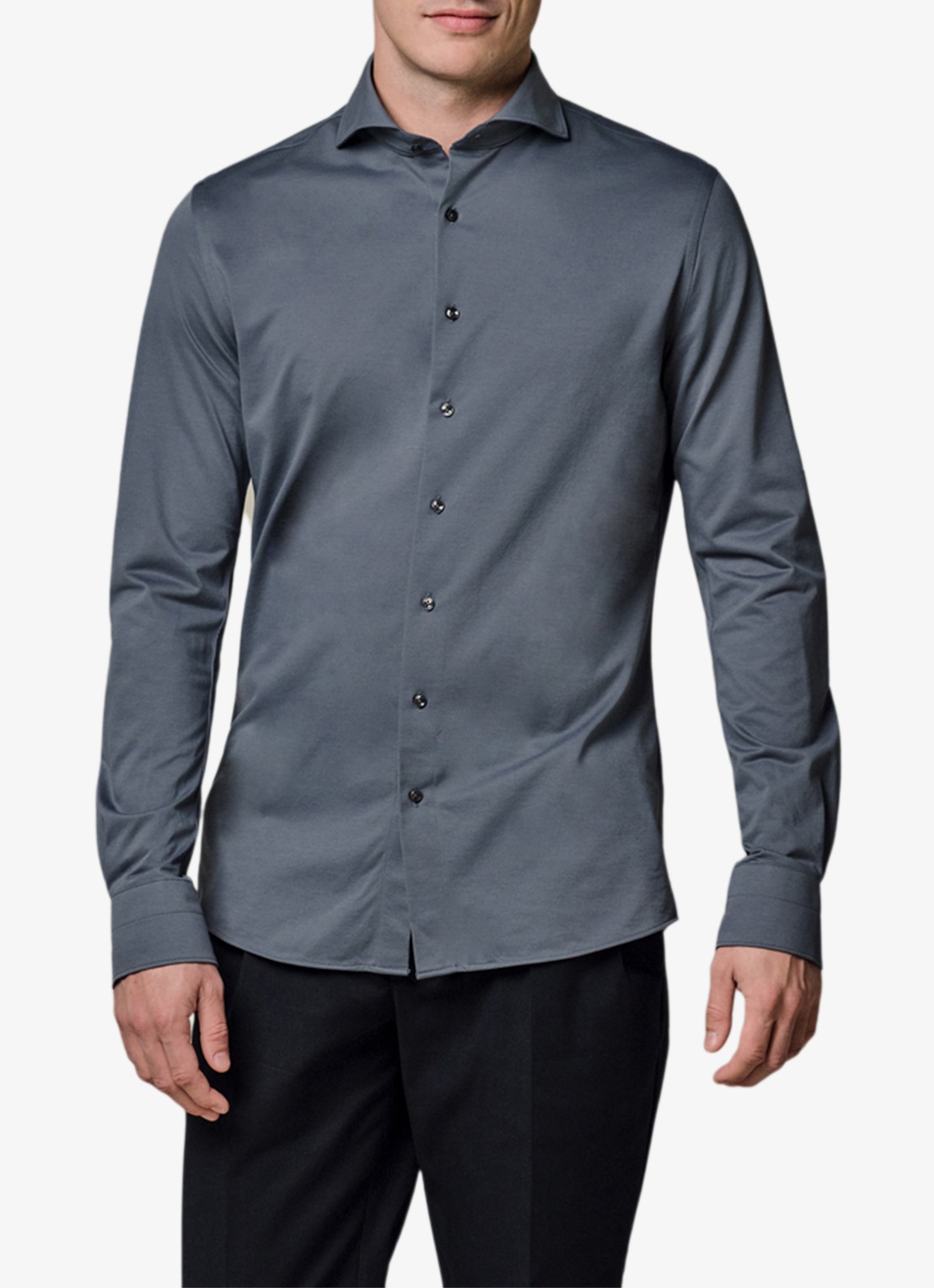 Profuomo Japanese knitted slim fit shirt - detail 2 denim