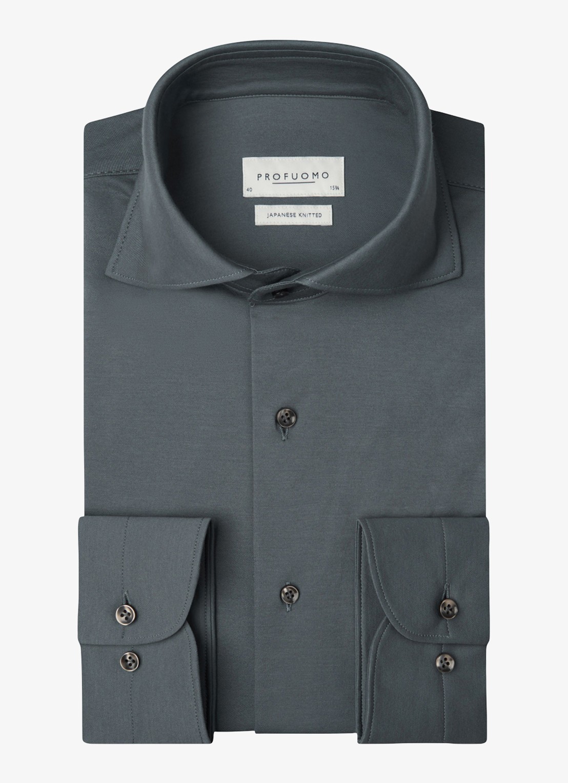 Profuomo Japanese knitted slim fit shirt - voorkant 3 denim