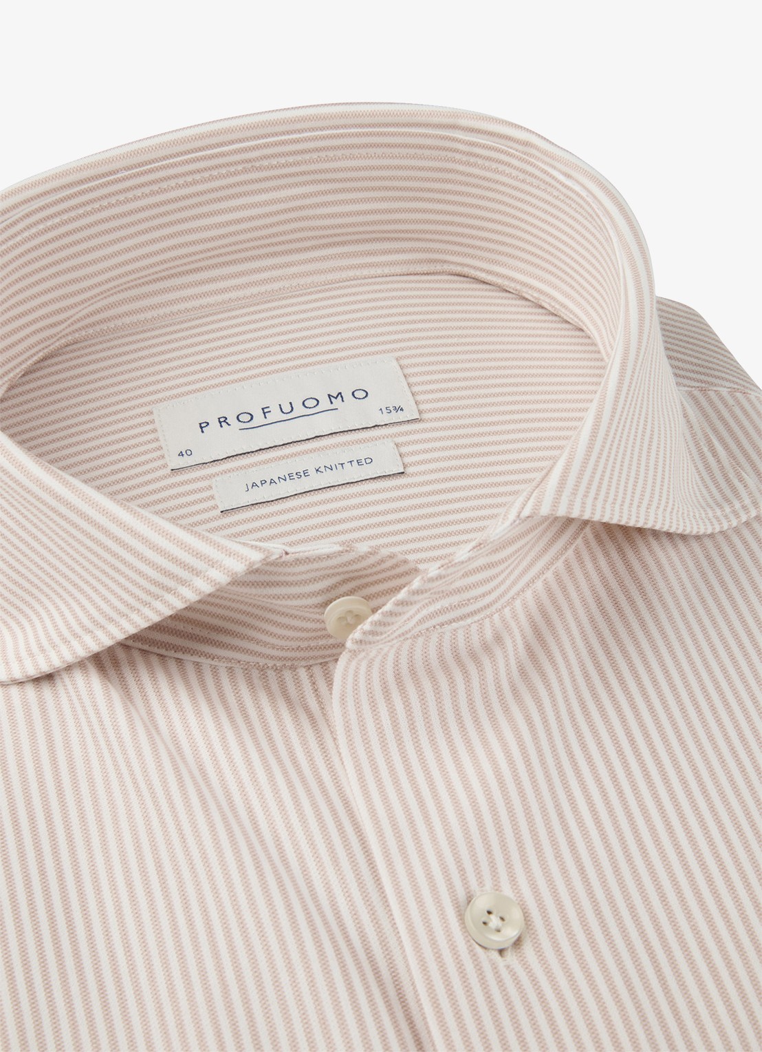 Profuomo Japanese knitted slim fit shirt - detail donkerroze
