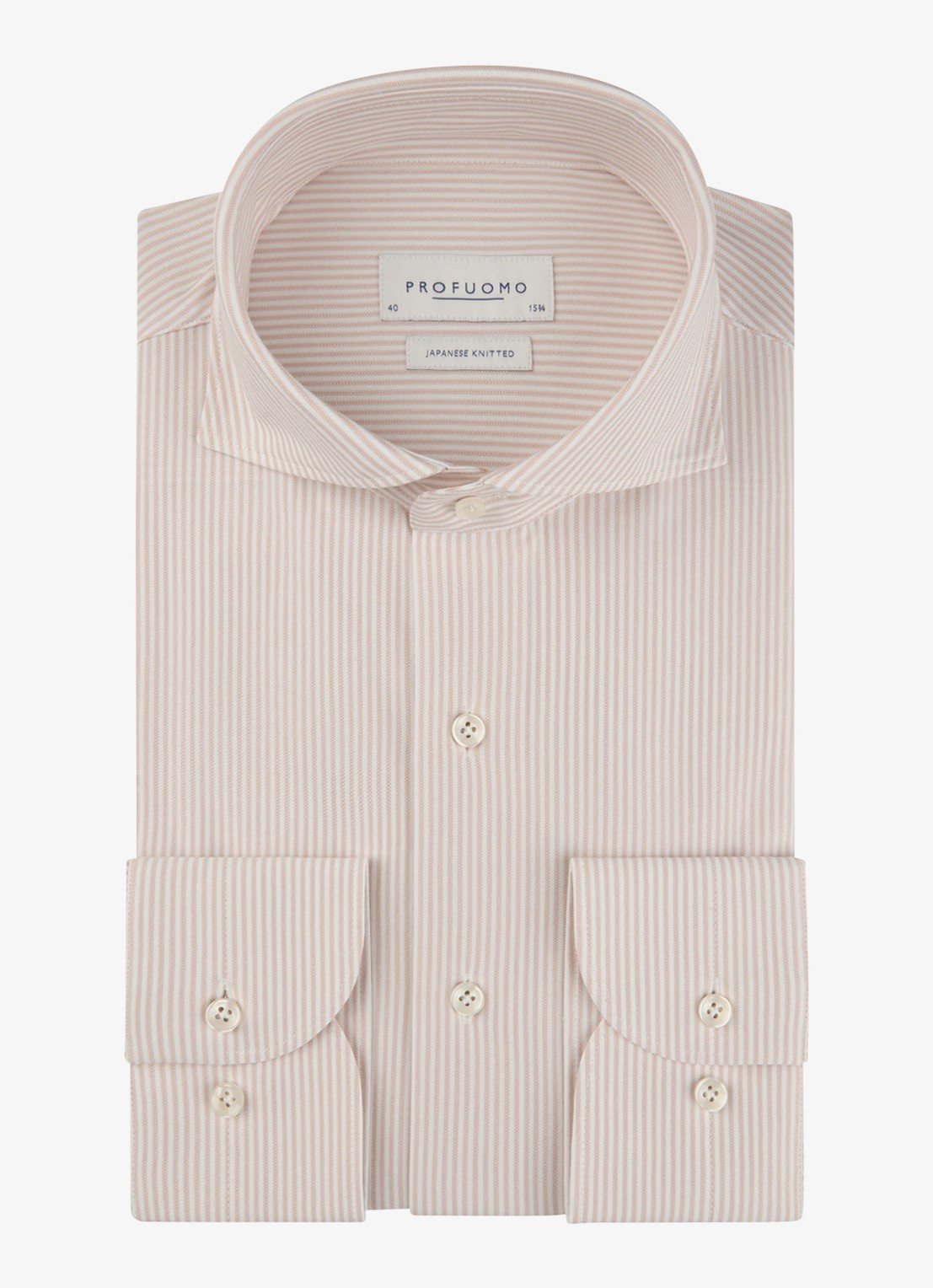 Profuomo Japanese knitted slim fit shirt - voorkant 2 donkerroze