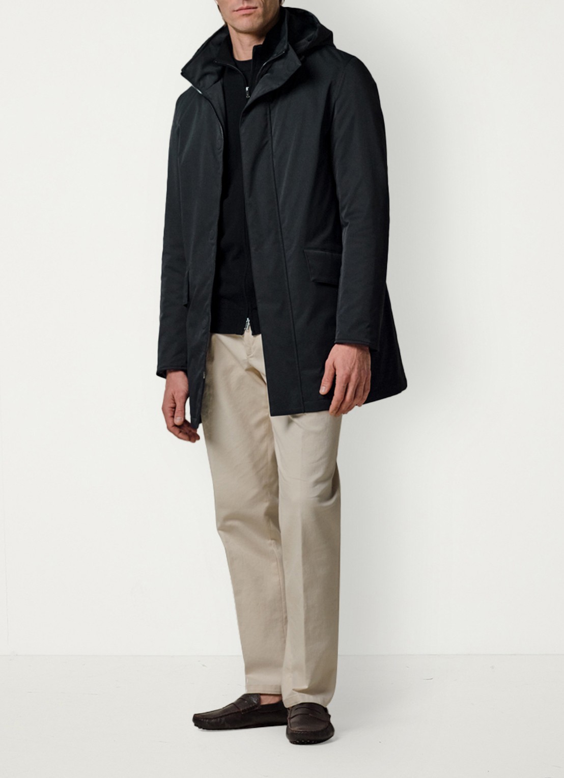 Profuomo Jas met capuchon - voorkant 6 donkerblauw