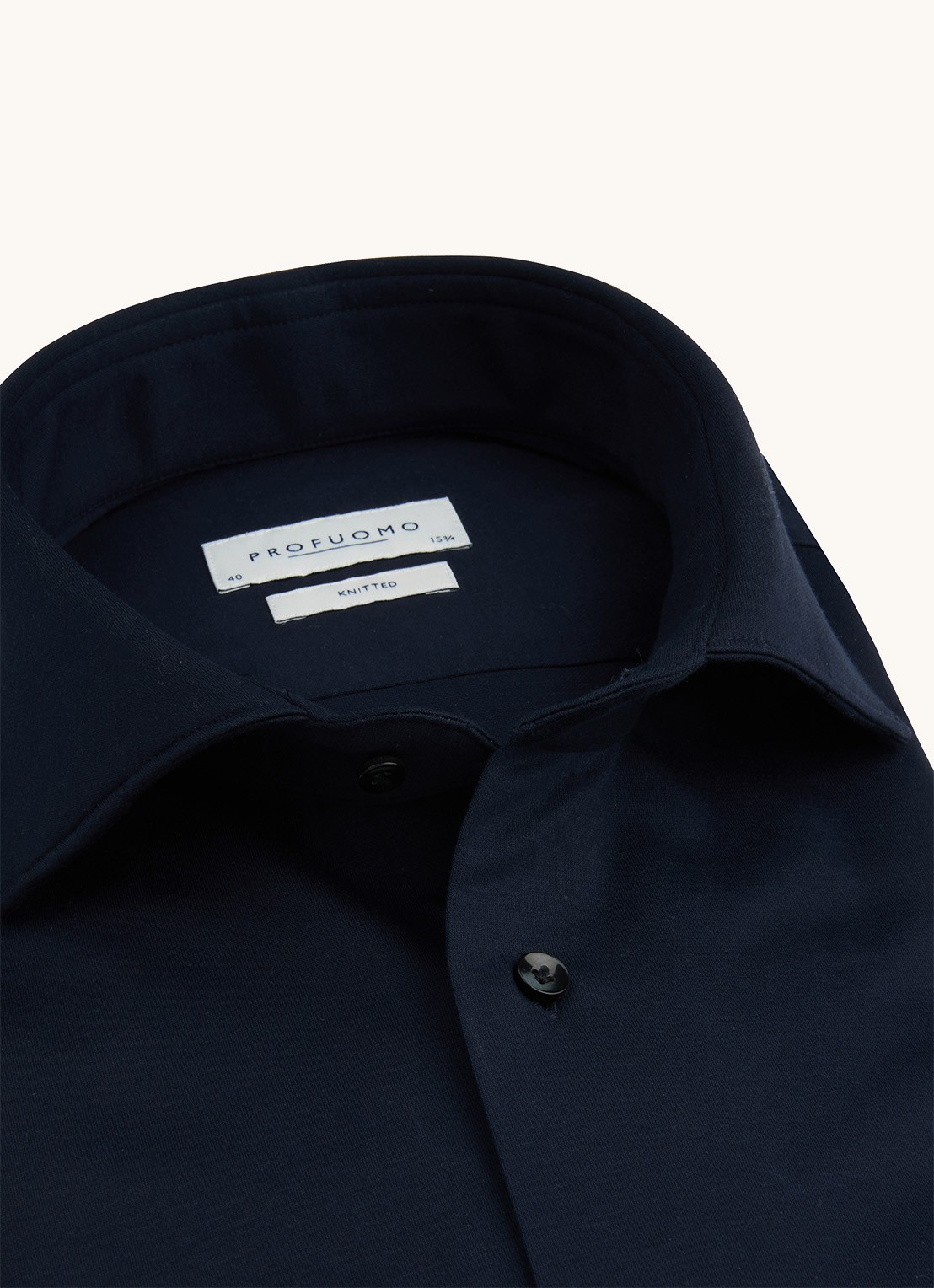 Profuomo Knitted slim fit overhemd met stretch  - detail 4 donkerblauw
