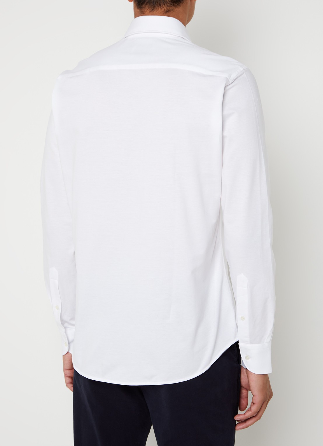 Profuomo Knitted slim fit overhemd met stretch  - achterkant 4 wit