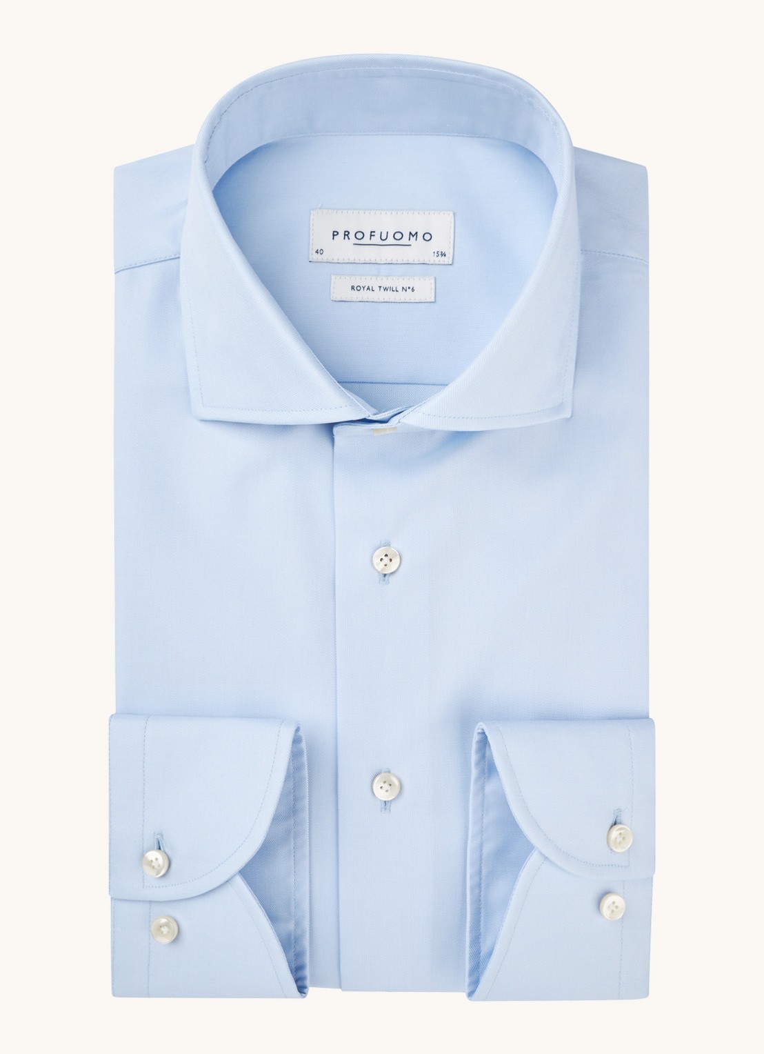 Profuomo Lichtblauw slim fit overhemd met wide spread-kraag - voorkant 3 lichtblauw