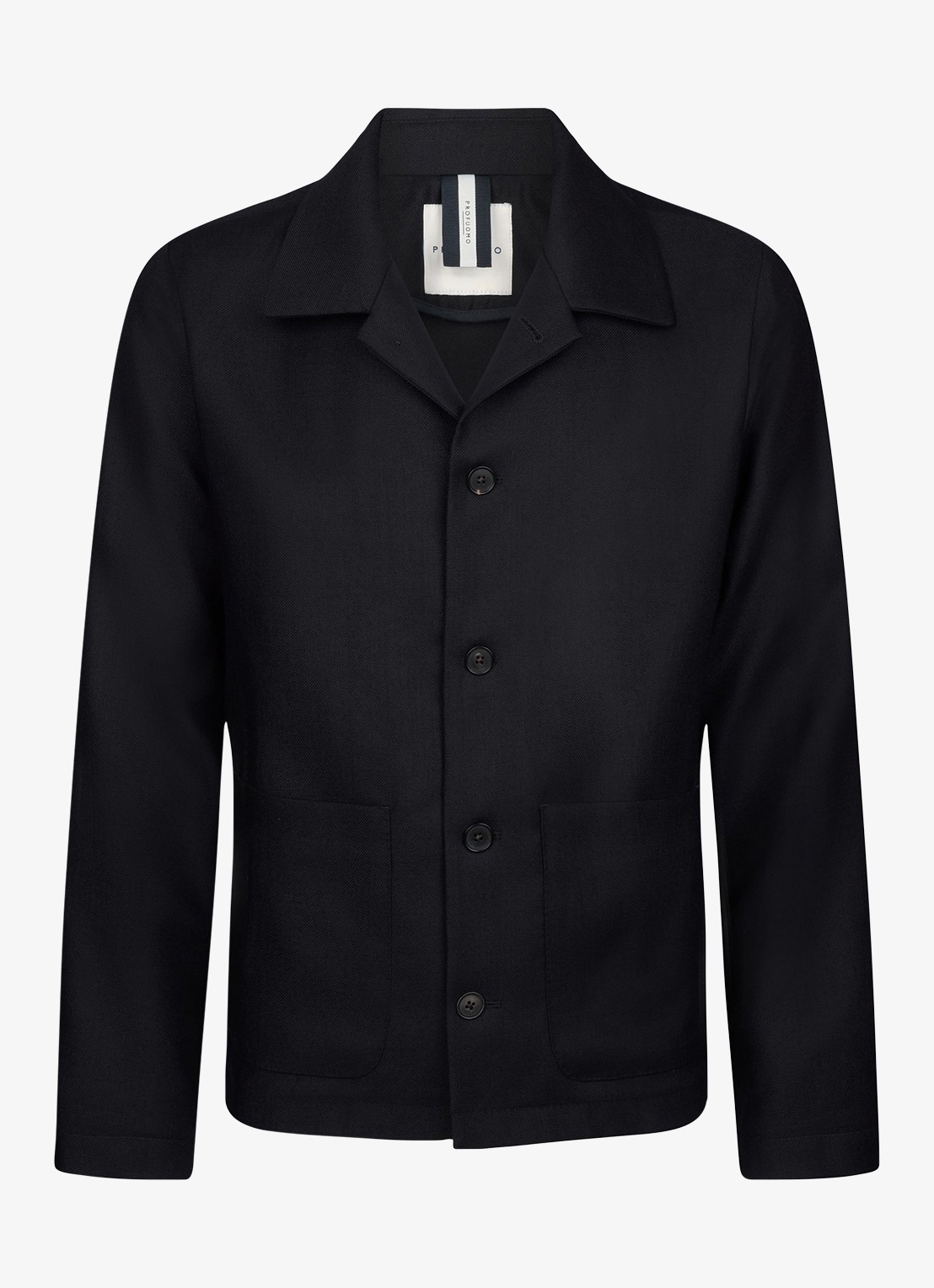 Profuomo Light wol overshirt - detail 2 donkerblauw