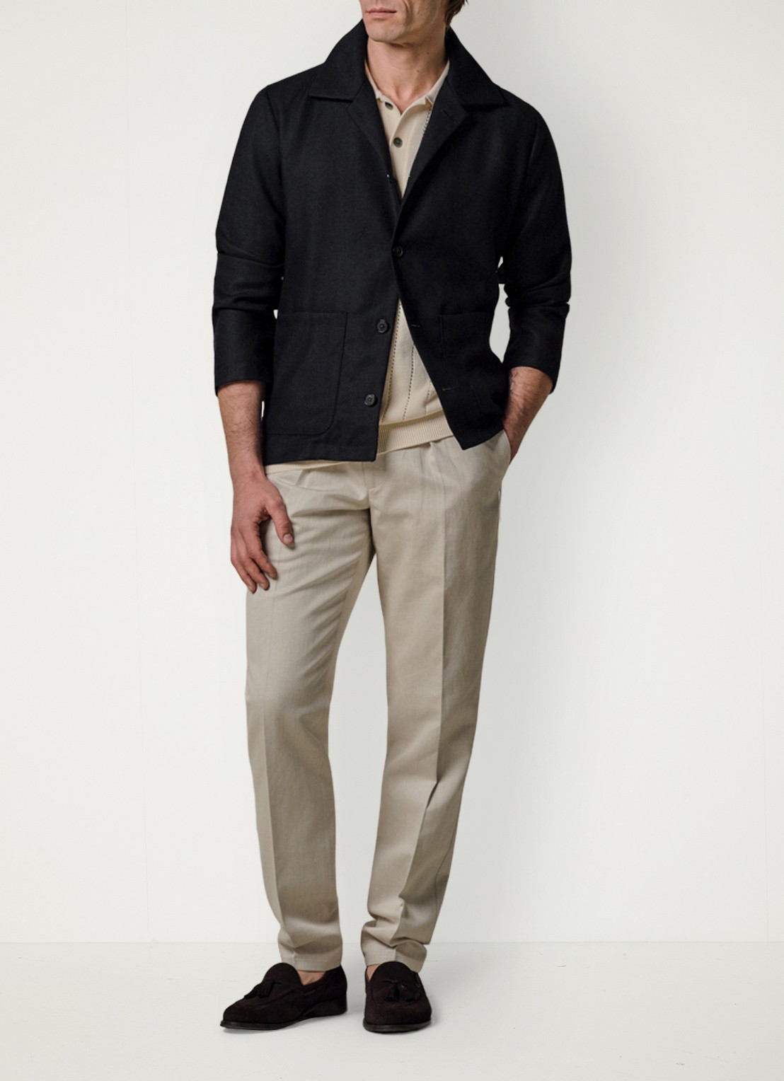 Profuomo Light wol overshirt - voorkant 6 donkerblauw