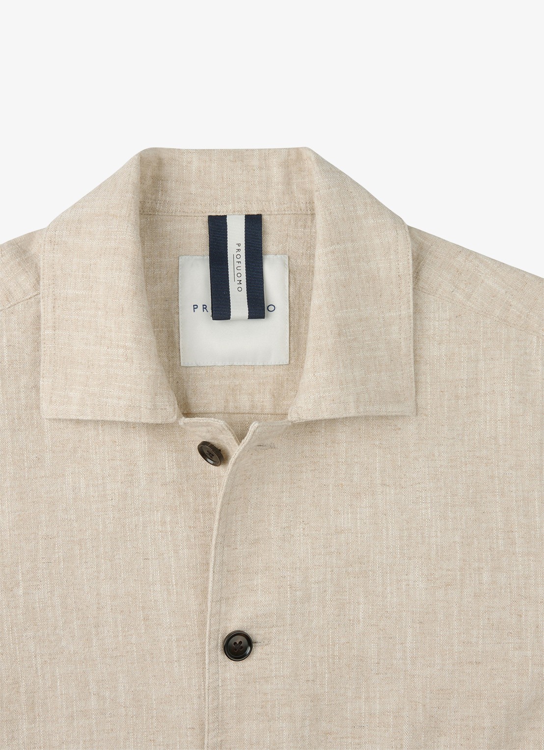 Profuomo Linen katoenen overshirt - detail 6 beige