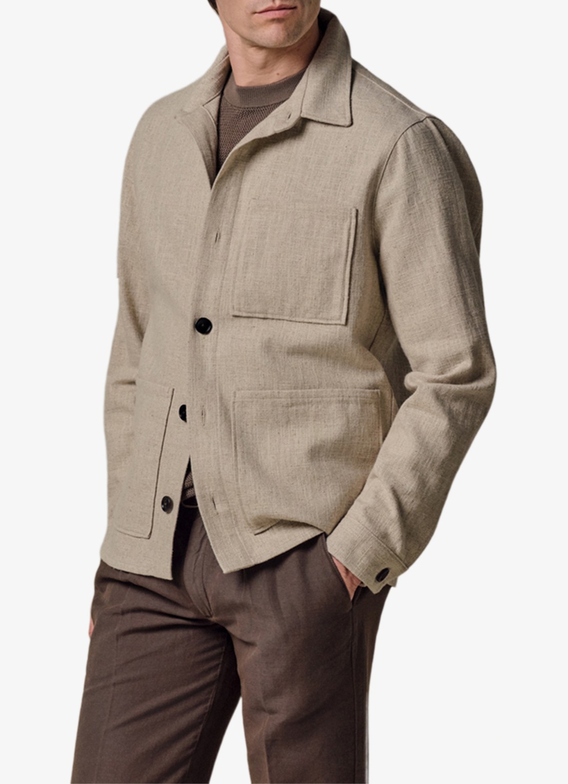 Profuomo Linen overshirt - detail 2 beige