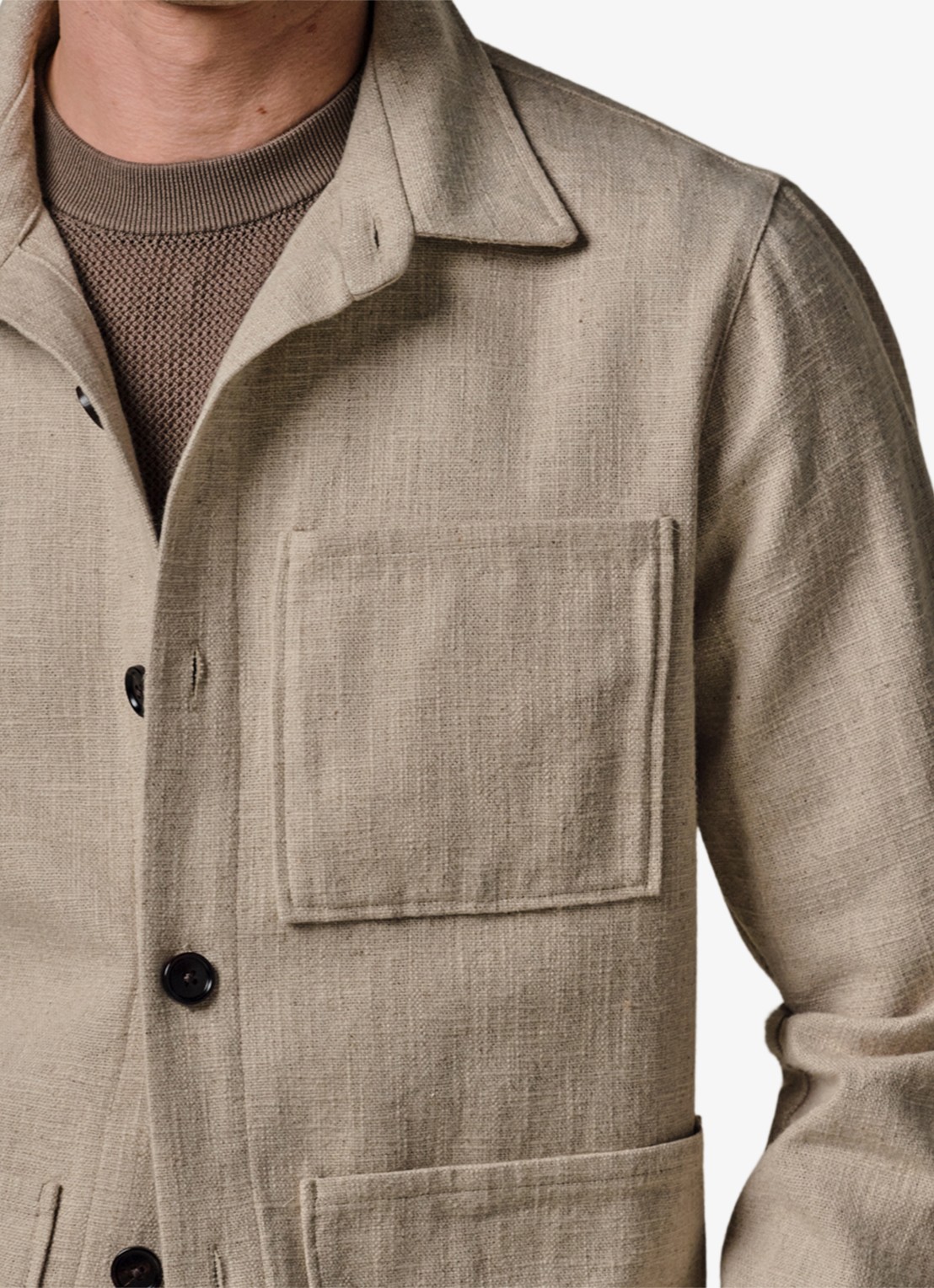 Profuomo Linen overshirt - voorkant 5 beige