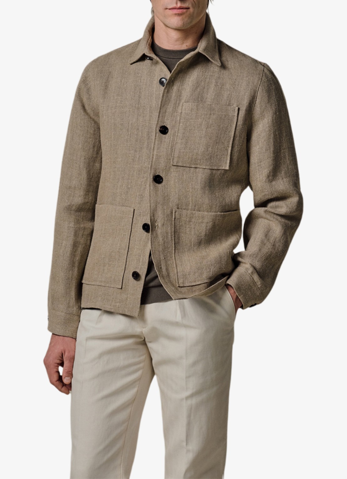Profuomo Linen overshirt - detail 4 beige