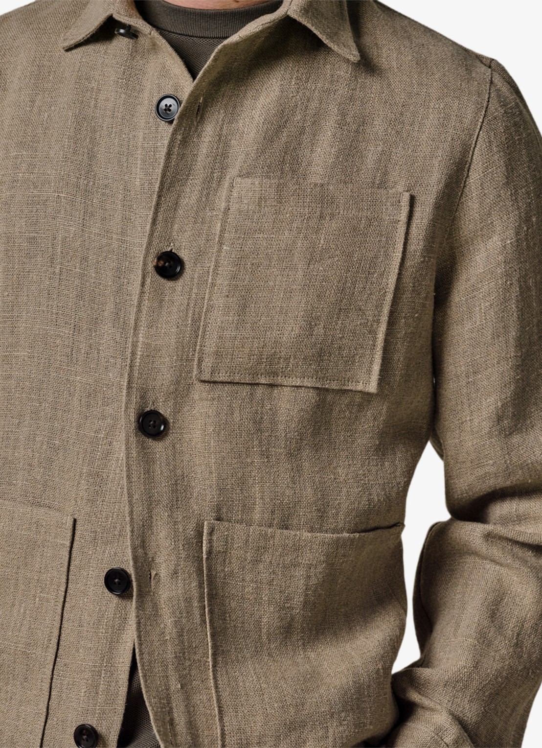 Profuomo Linen overshirt - voorkant beige