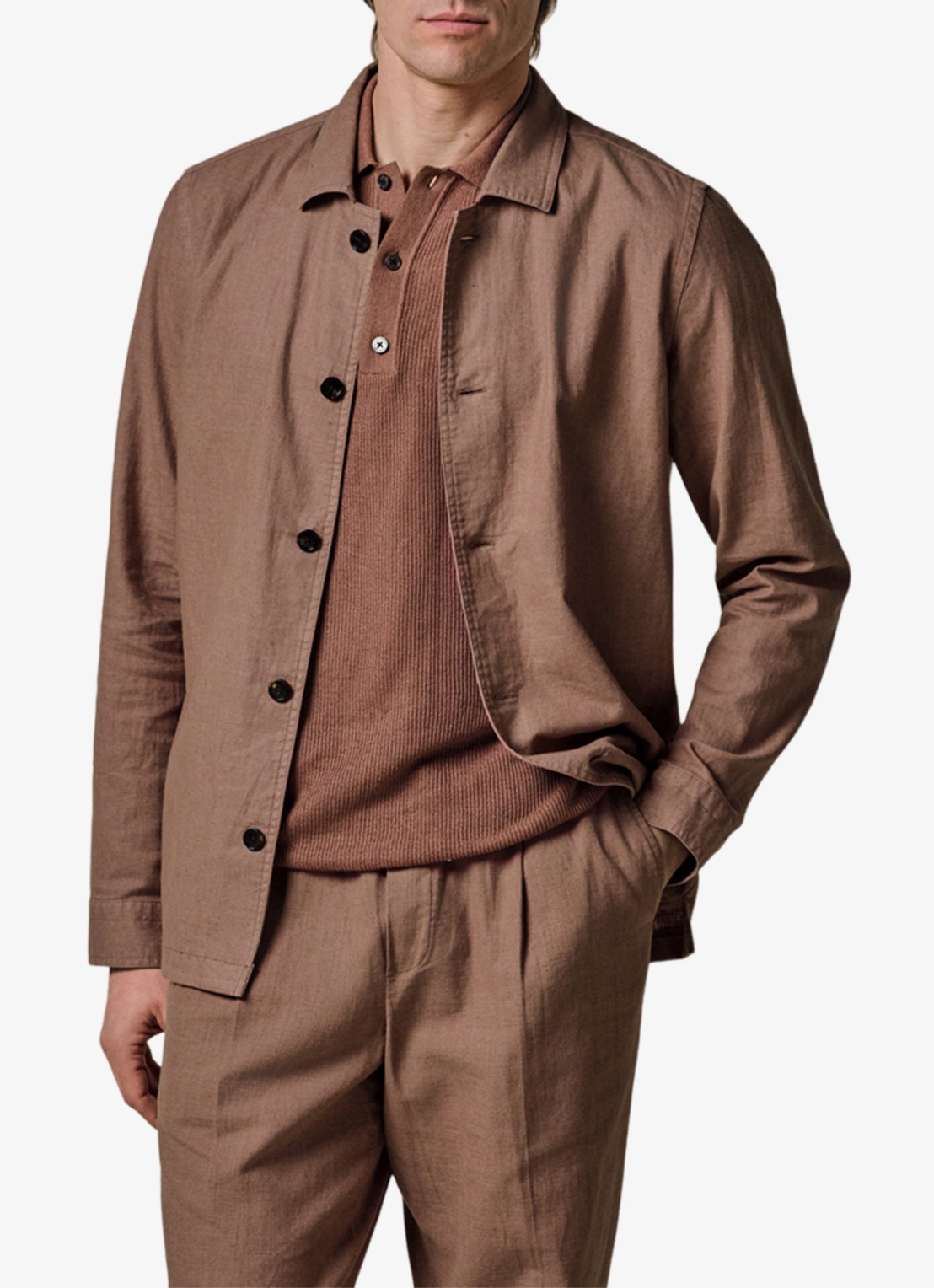 Profuomo Linen overshirt - detail 3 clay