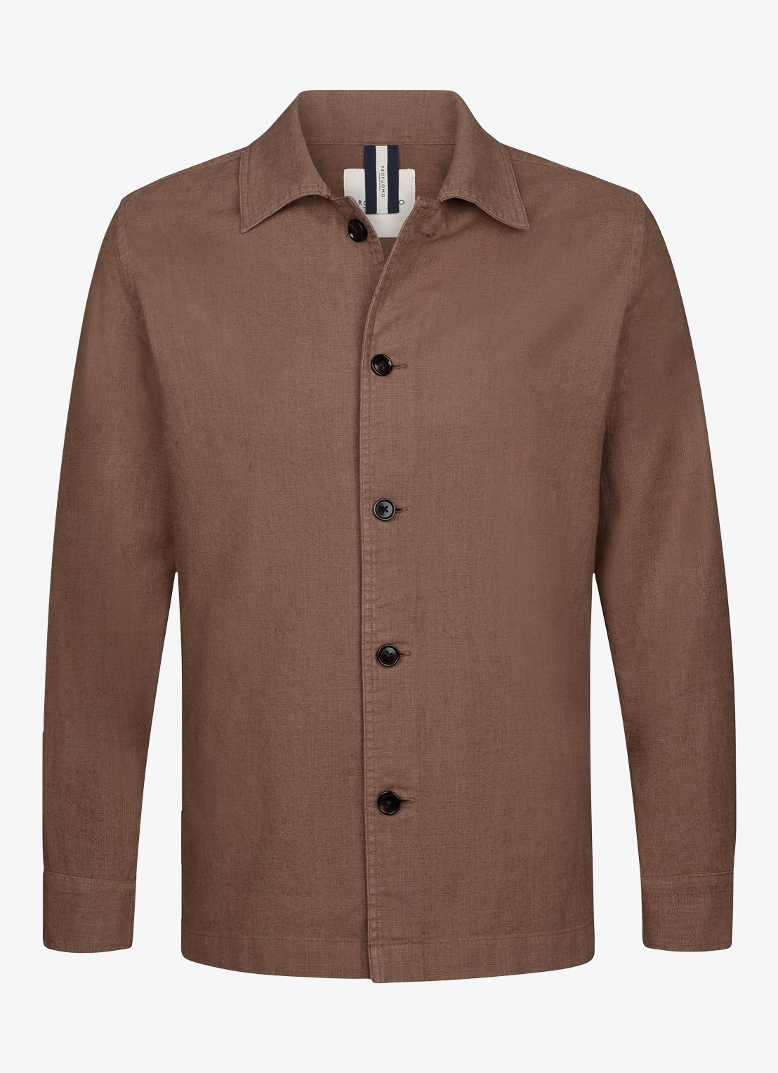 Profuomo Linen overshirt - voorkant clay