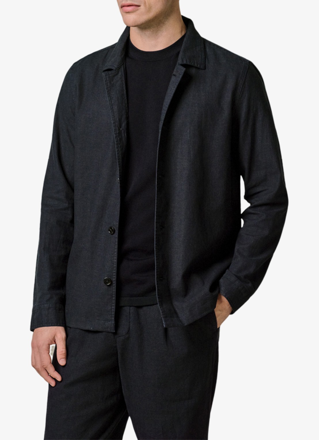Profuomo Linen overshirt - detail blauw