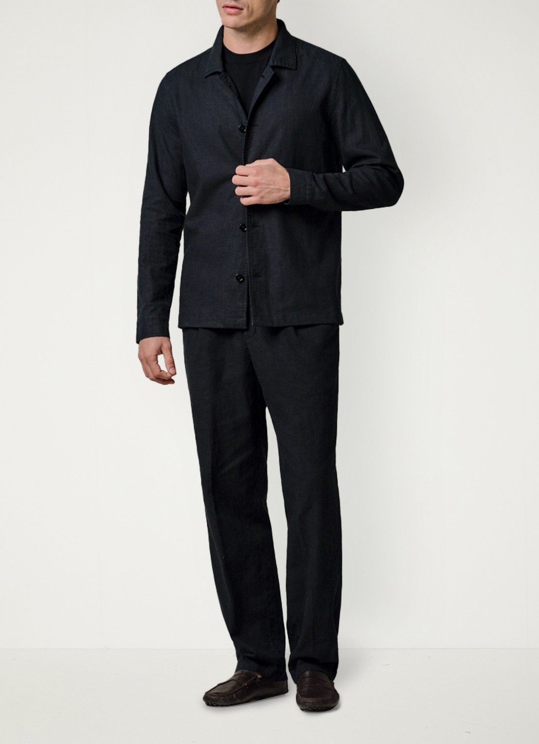 Profuomo Linen overshirt - voorkant 6 blauw