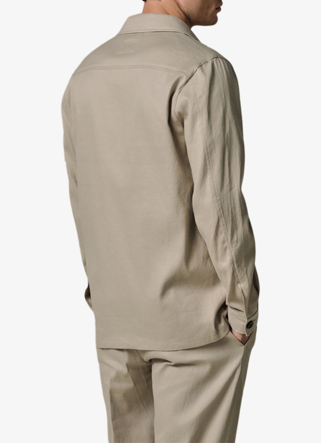 Profuomo Linen overshirt - achterkant 4 beige