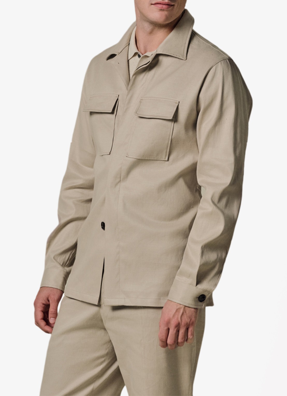 Profuomo Linen overshirt - detail beige