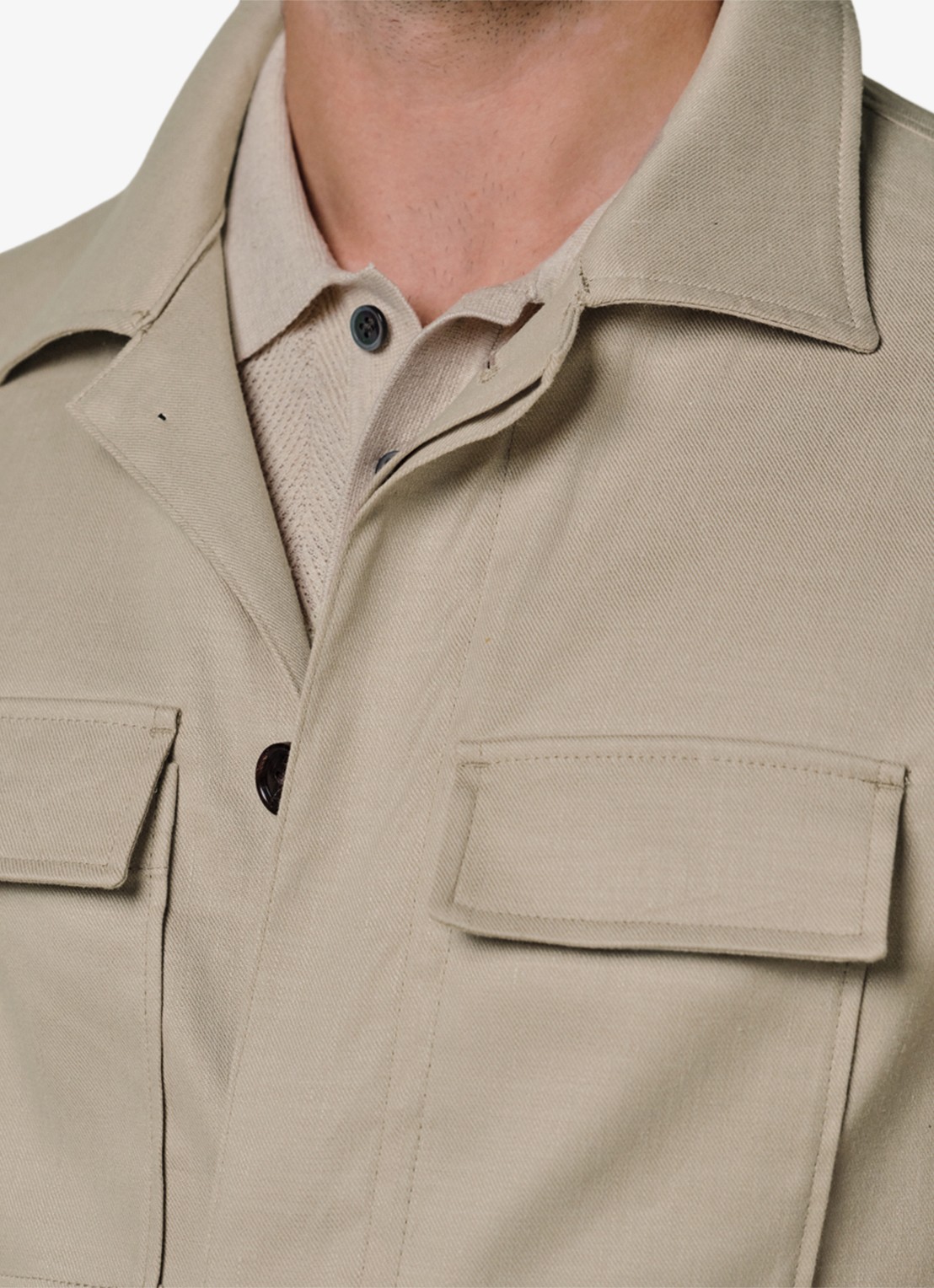 Profuomo Linen overshirt - detail 2 beige