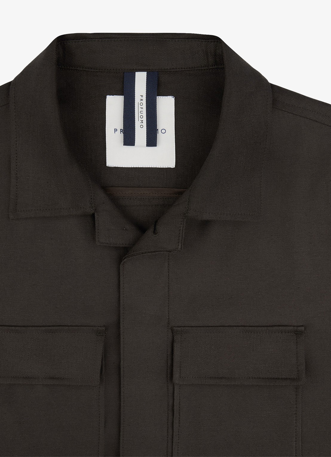 Profuomo Linen overshirt - detail 5 donkerbruin