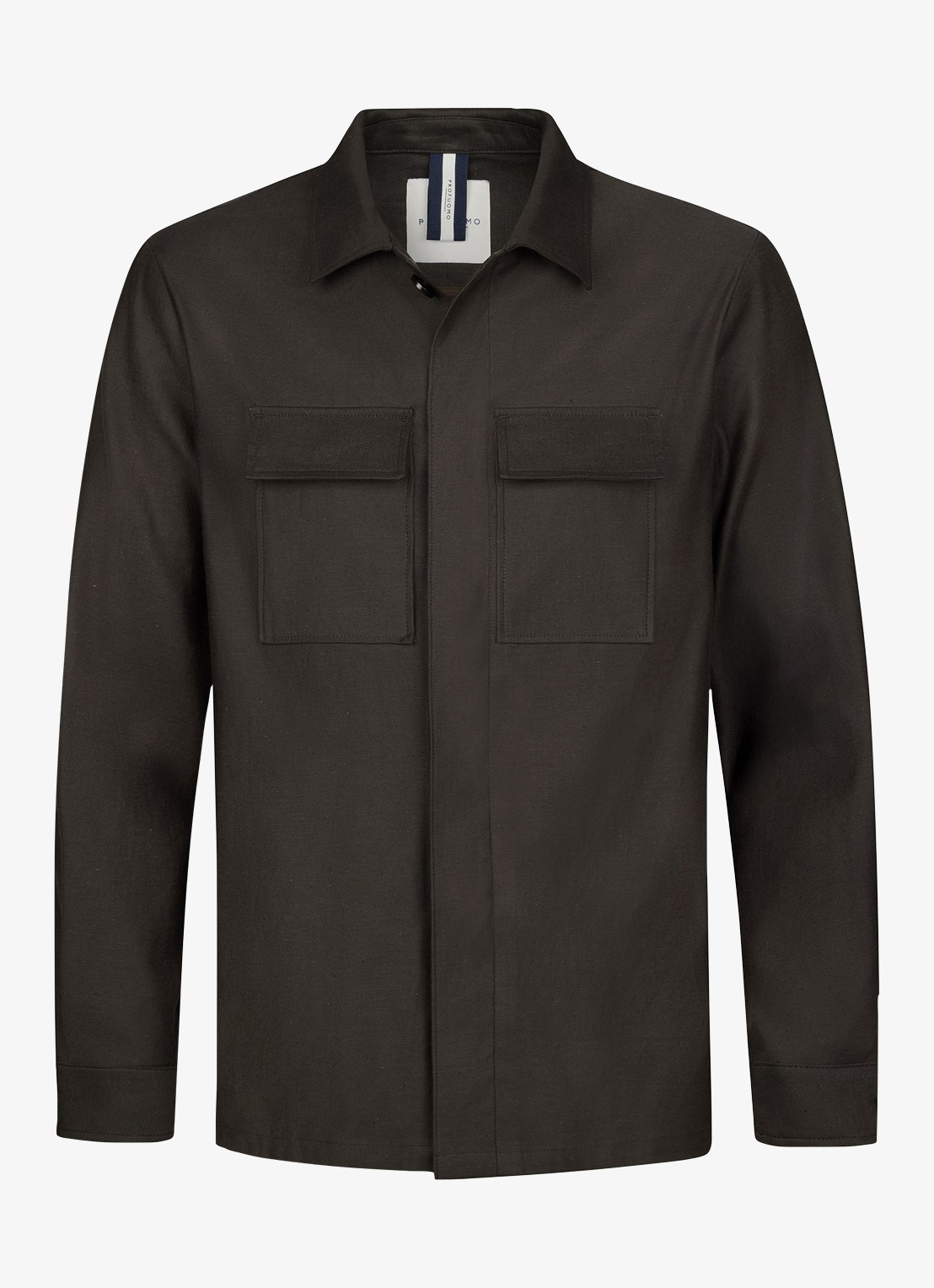 Profuomo Linen overshirt - voorkant donkerbruin